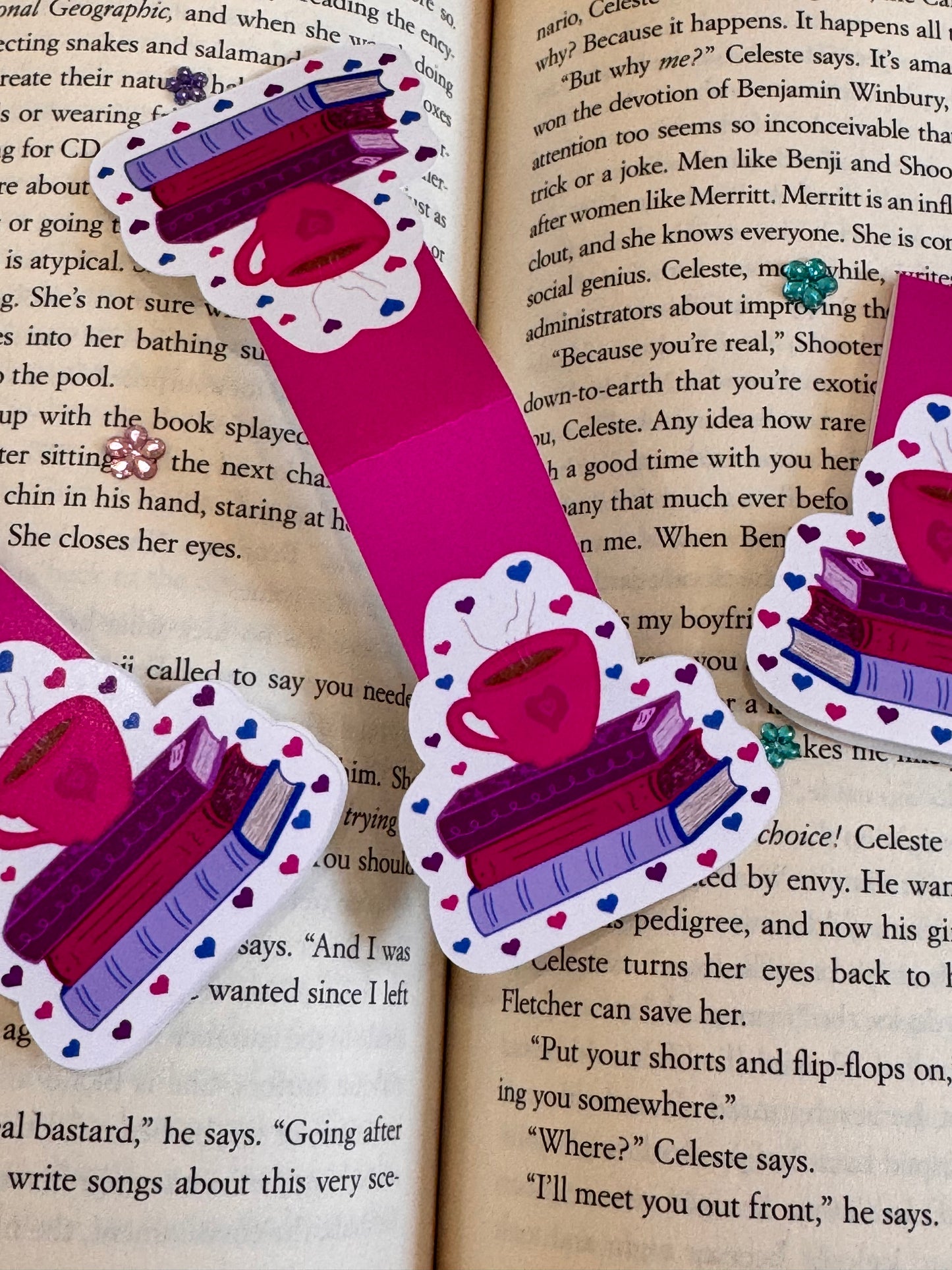 Coffee and Love Magnetic Bookmark, Page Saver for Book Lovers, Read More Books, Original Artwork
