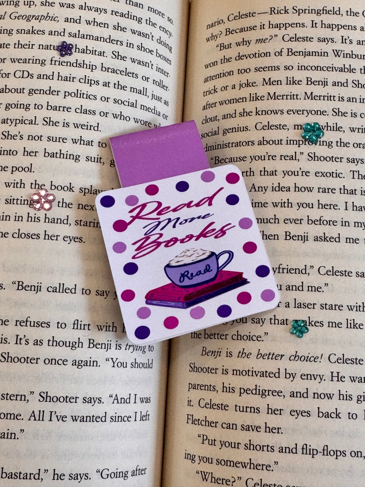 Read More Books Magnetic Bookmark, Page Saver for Book Lovers, Coffee and Books, Original Artwork
