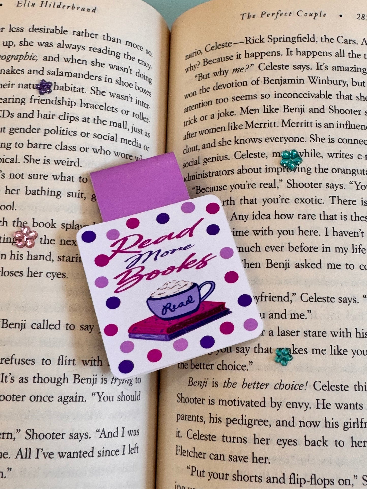 Read More Books Magnetic Bookmark, Page Saver for Book Lovers, Coffee and Books, Original Artwork