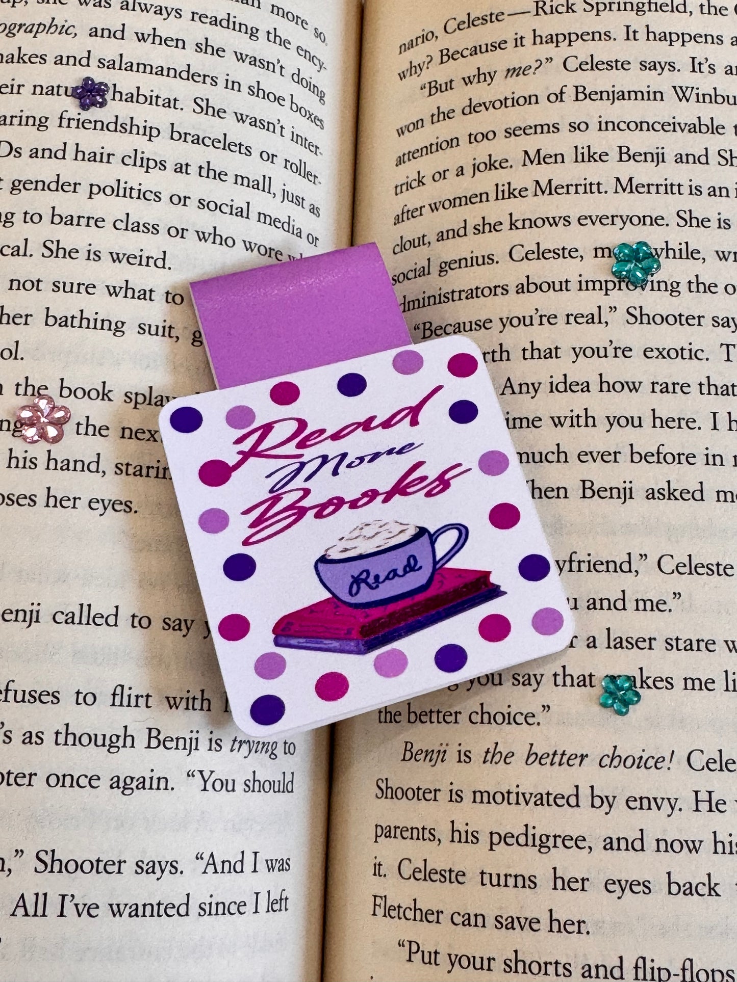 Read More Books Magnetic Bookmark, Page Saver for Book Lovers, Coffee and Books, Original Artwork