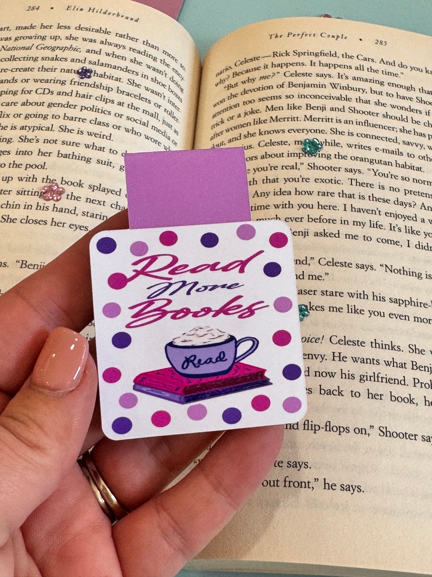 Read More Books Magnetic Bookmark, Page Saver for Book Lovers, Coffee and Books, Original Artwork