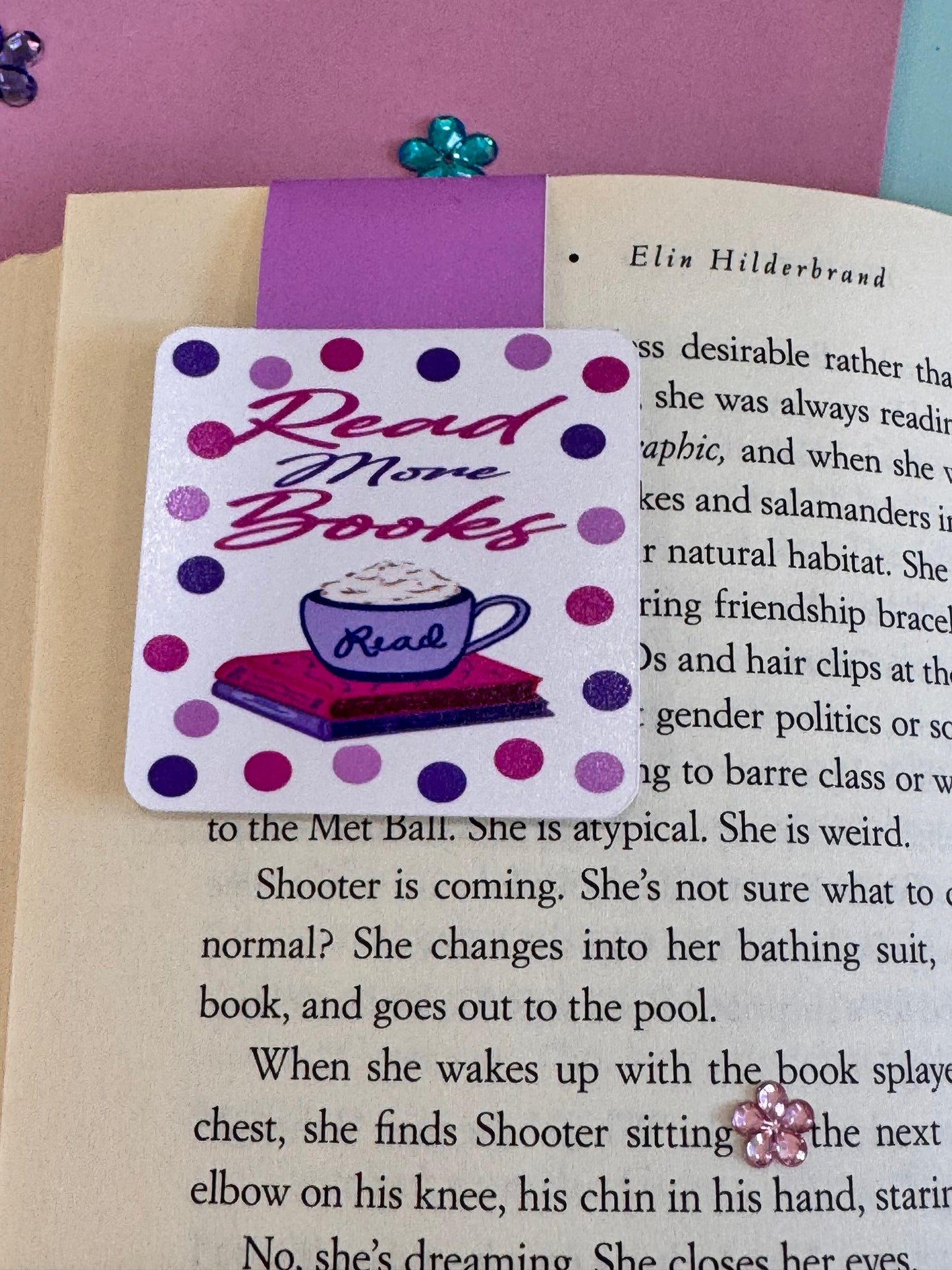 Read More Books Magnetic Bookmark, Page Saver for Book Lovers, Coffee and Books, Original Artwork