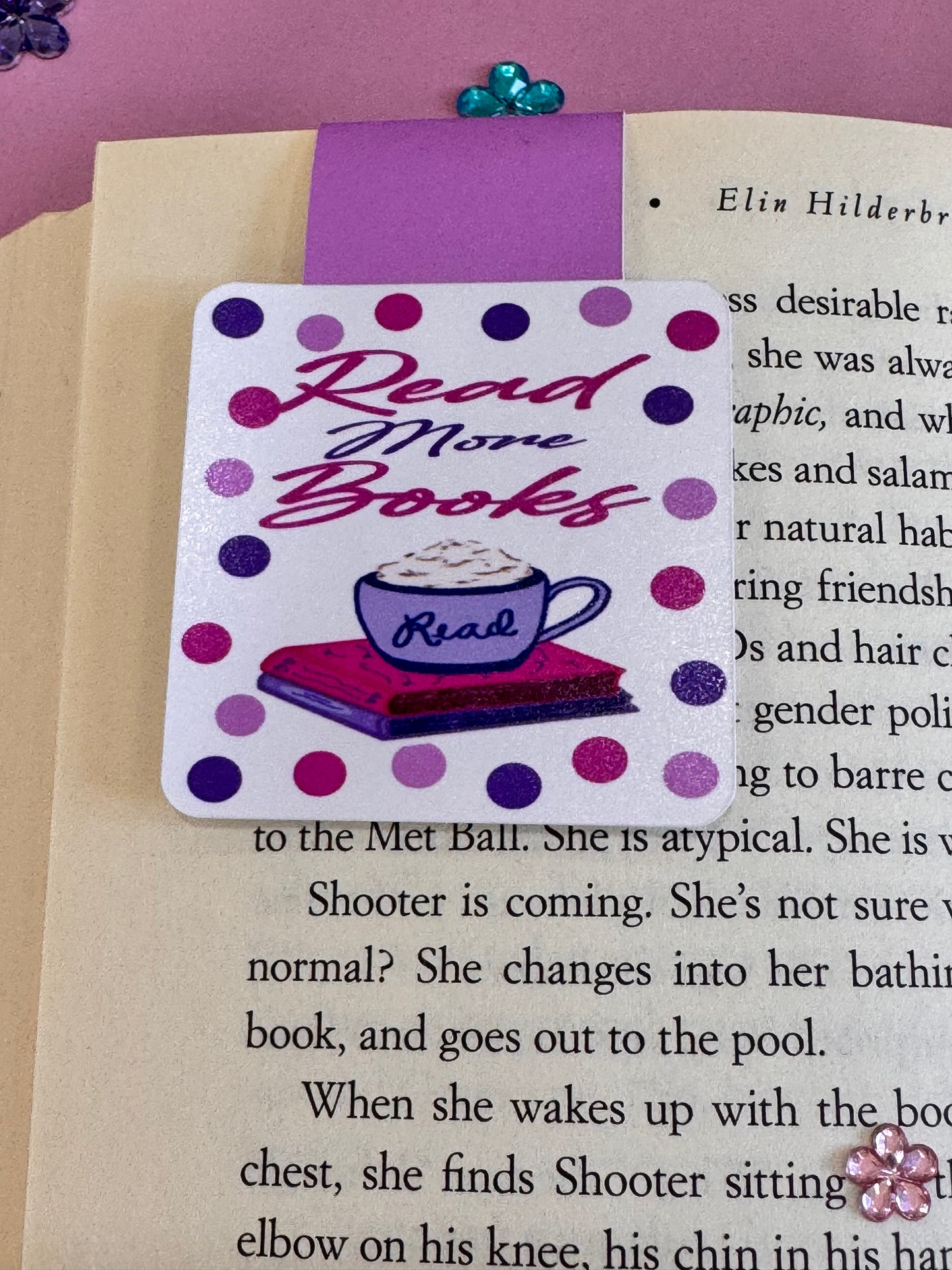 Read More Books Magnetic Bookmark, Page Saver for Book Lovers, Coffee and Books, Original Artwork