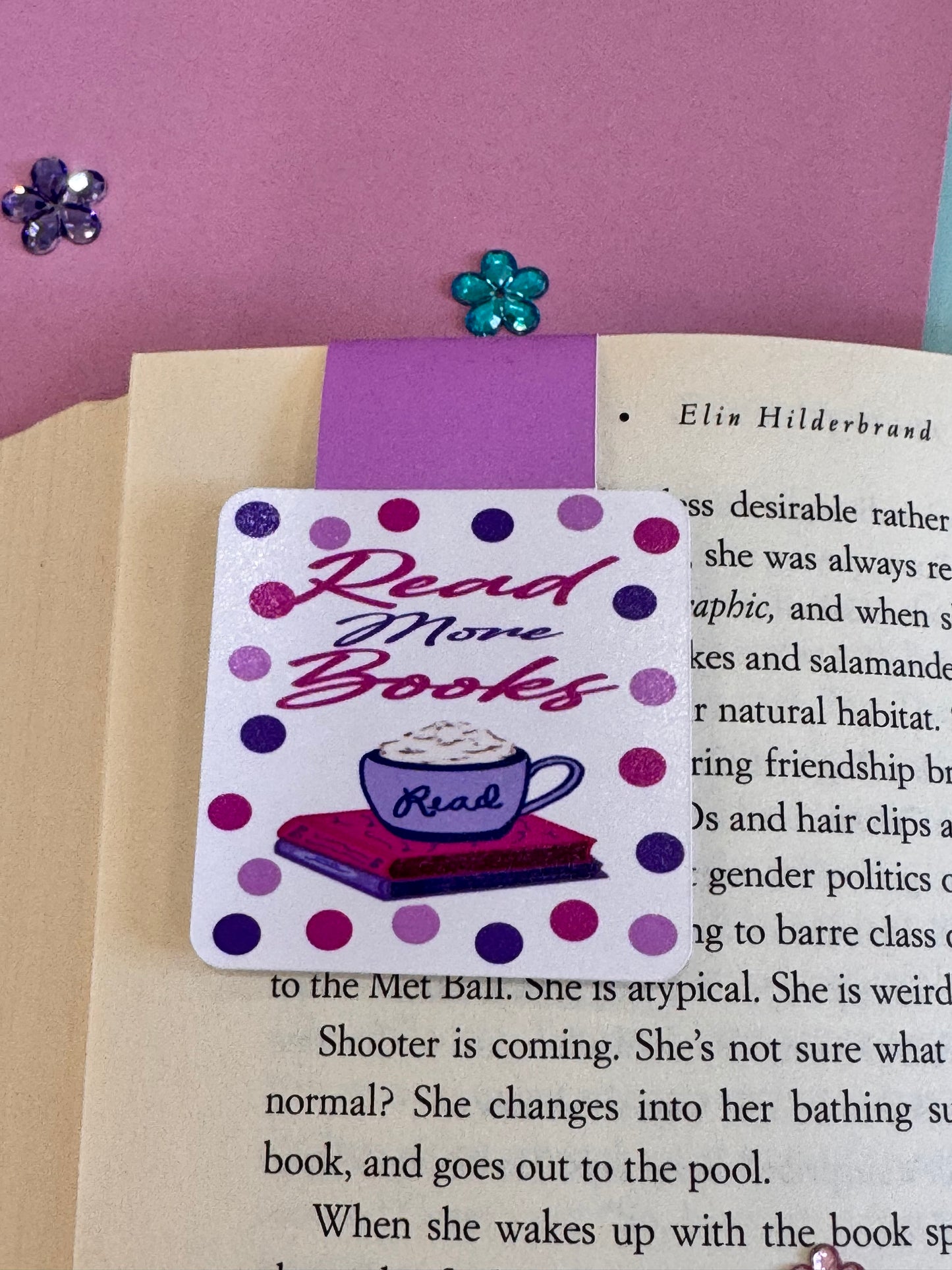 Read More Books Magnetic Bookmark, Page Saver for Book Lovers, Coffee and Books, Original Artwork