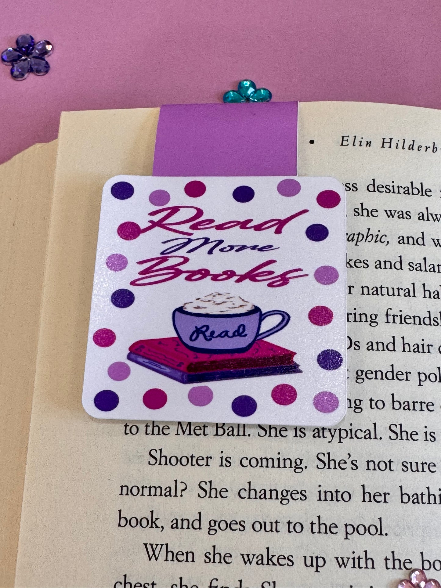 Read More Books Magnetic Bookmark, Page Saver for Book Lovers, Coffee and Books, Original Artwork