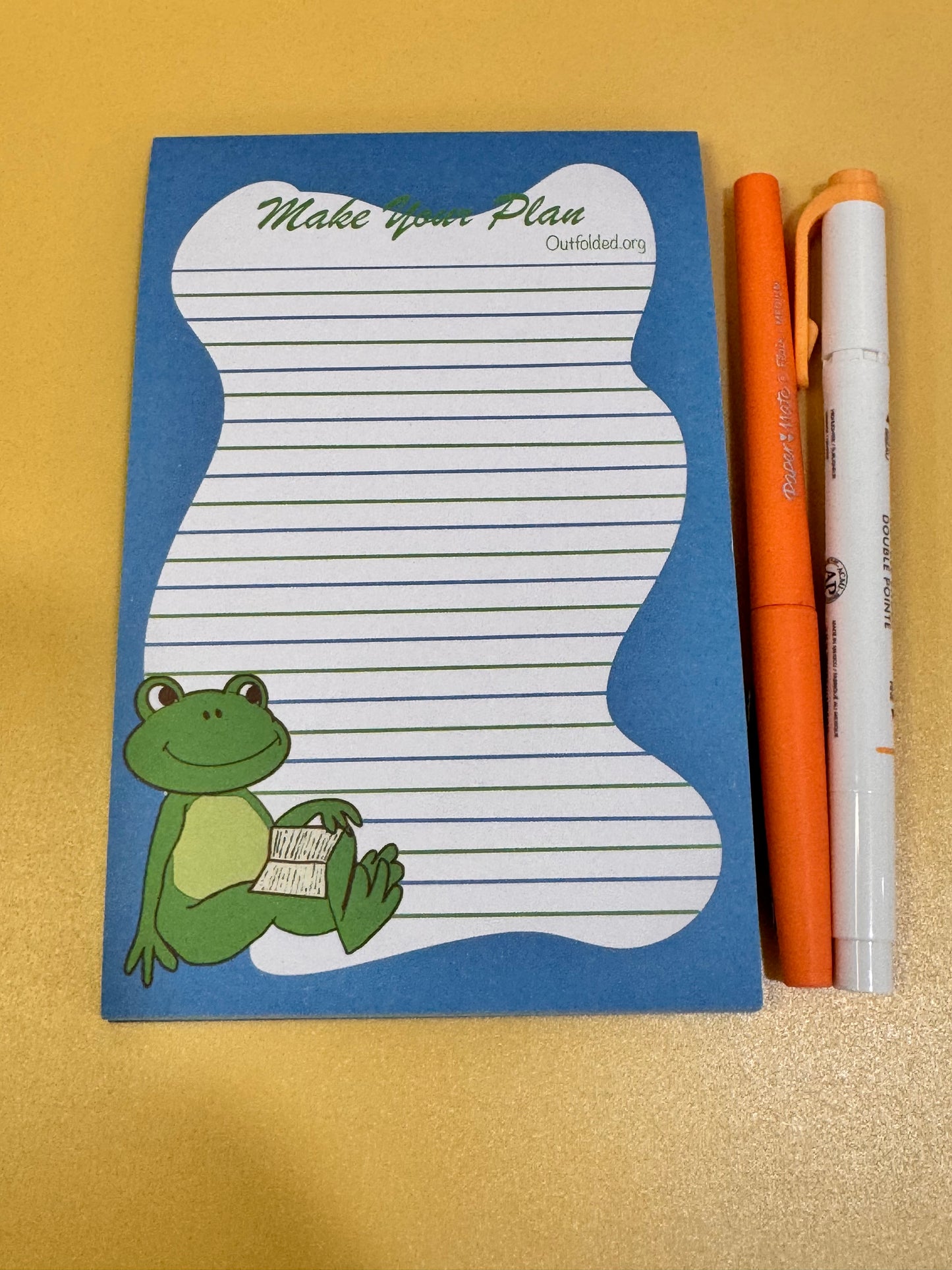 Notepads With Cute Designs, Frogs on Stationery, Make A Plan, Planner, List Maker, Organization, Original Design, Cute Character, 4x6