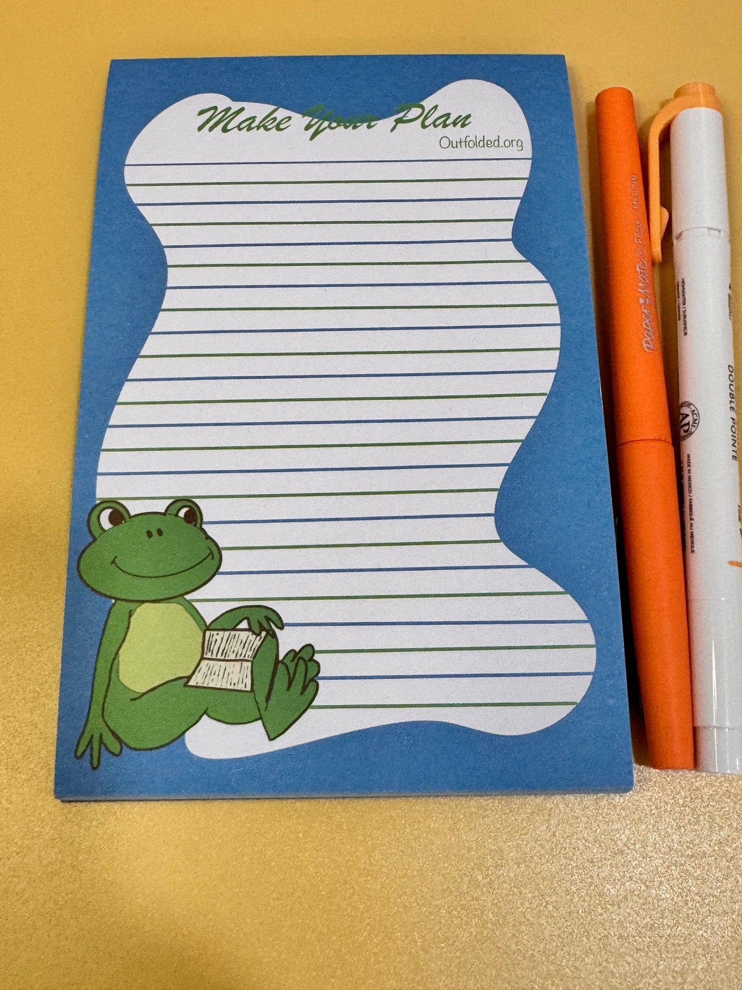 Notepads With Cute Designs, Frogs on Stationery, Make A Plan, Planner, List Maker, Organization, Original Design, Cute Character, 4x6
