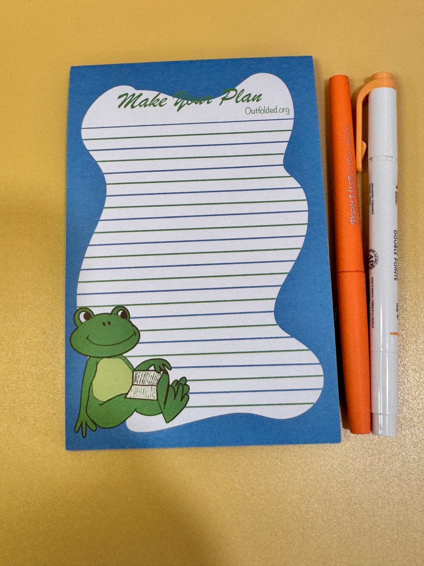 Notepads With Cute Designs, Frogs on Stationery, Make A Plan, Planner, List Maker, Organization, Original Design, Cute Character, 4x6