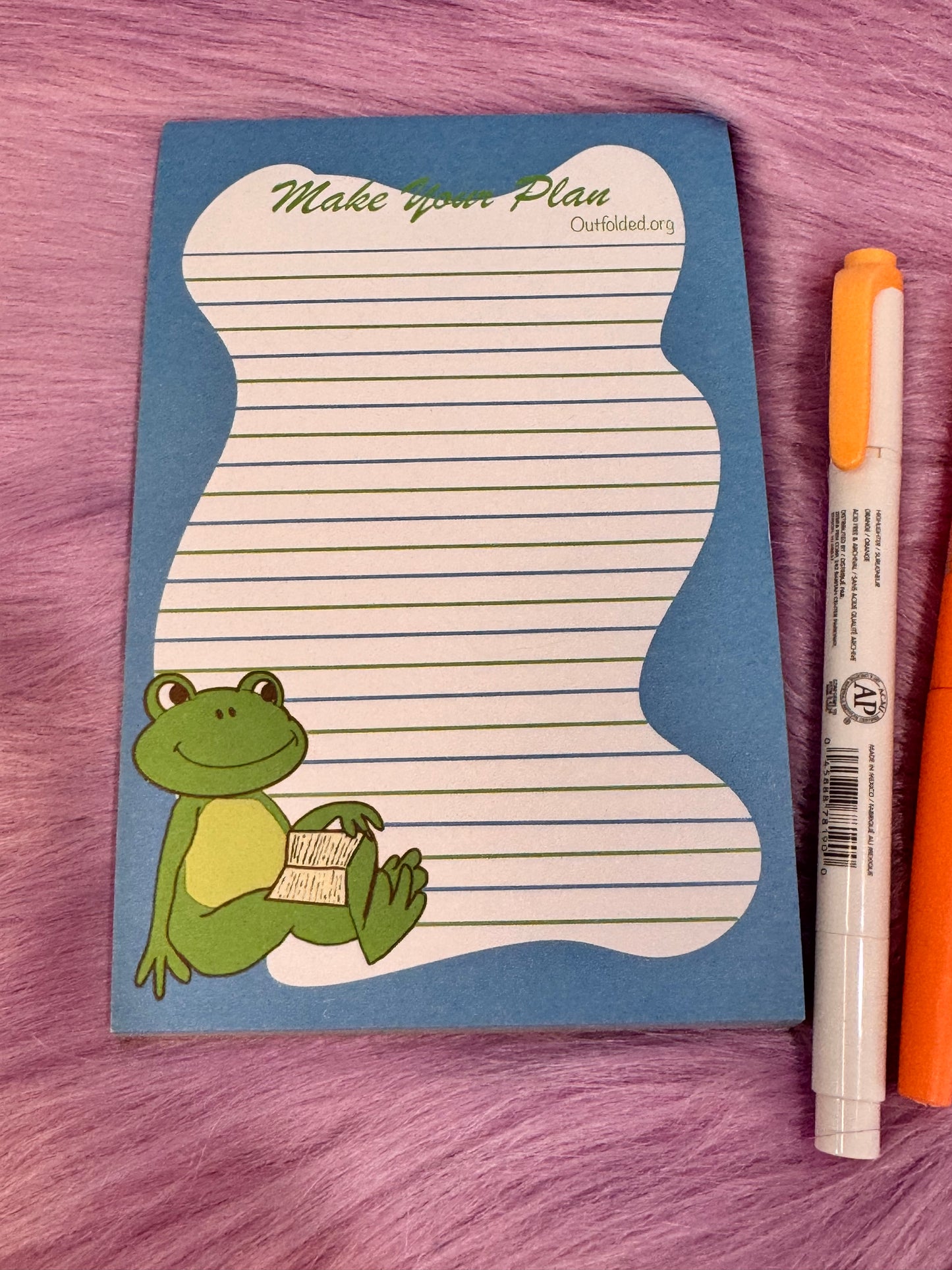 Notepads With Cute Designs, Frogs on Stationery, Make A Plan, Planner, List Maker, Organization, Original Design, Cute Character, 4x6
