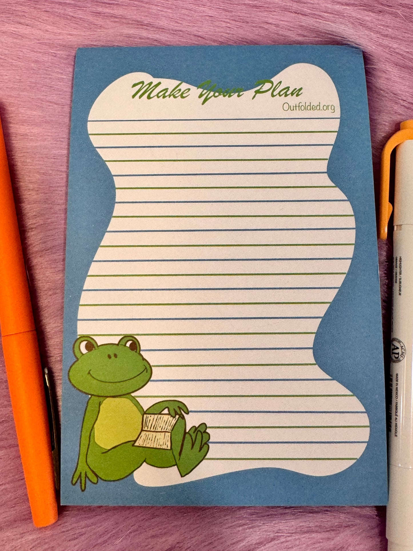 Notepads With Cute Designs, Frogs on Stationery, Make A Plan, Planner, List Maker, Organization, Original Design, Cute Character, 4x6