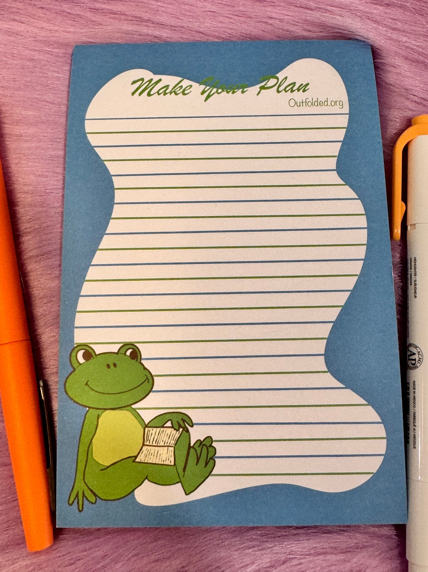 Notepads With Cute Designs, Frogs on Stationery, Make A Plan, Planner, List Maker, Organization, Original Design, Cute Character, 4x6