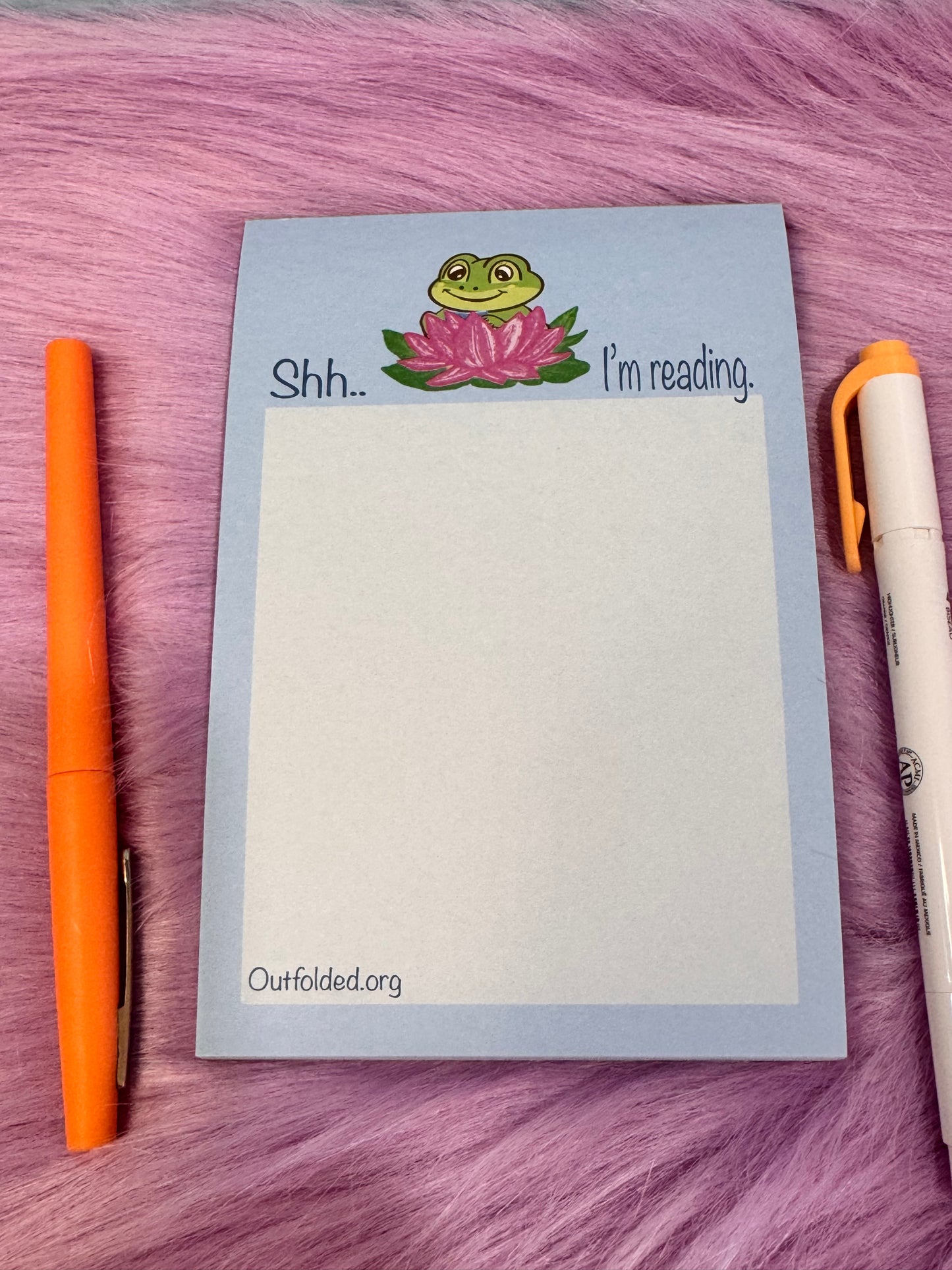 Notepads With Cute Designs, Frogs on Stationery, Shh... I'm Reading, Planner For Book Lover, List Maker, Organization, Original Design, 4x6
