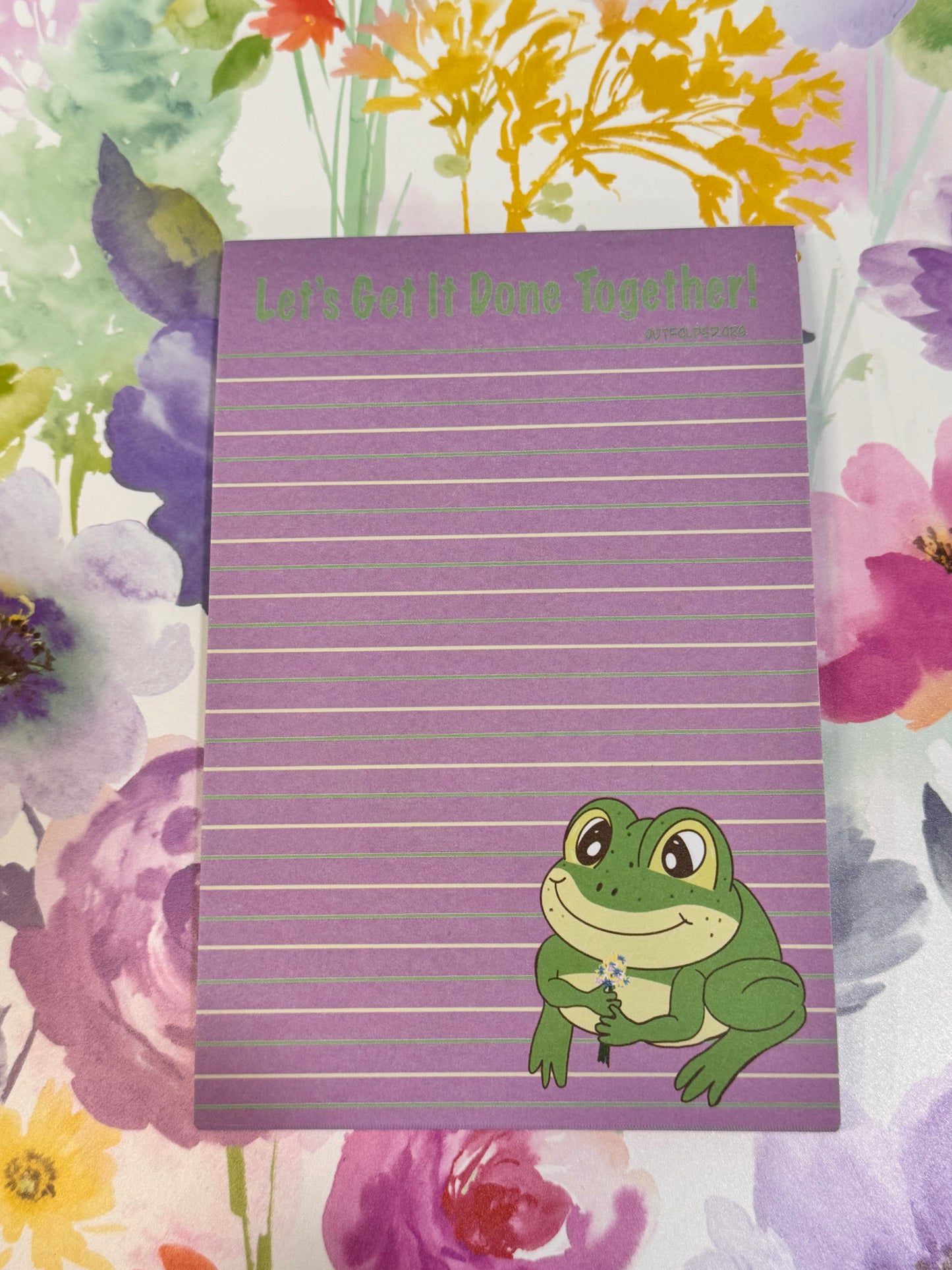 Notepads With Cute Designs, Frogs on Stationery, Make A Plan, Planner, List Maker, Organization, Get It Done, Cute Character, 4x6, Flowers