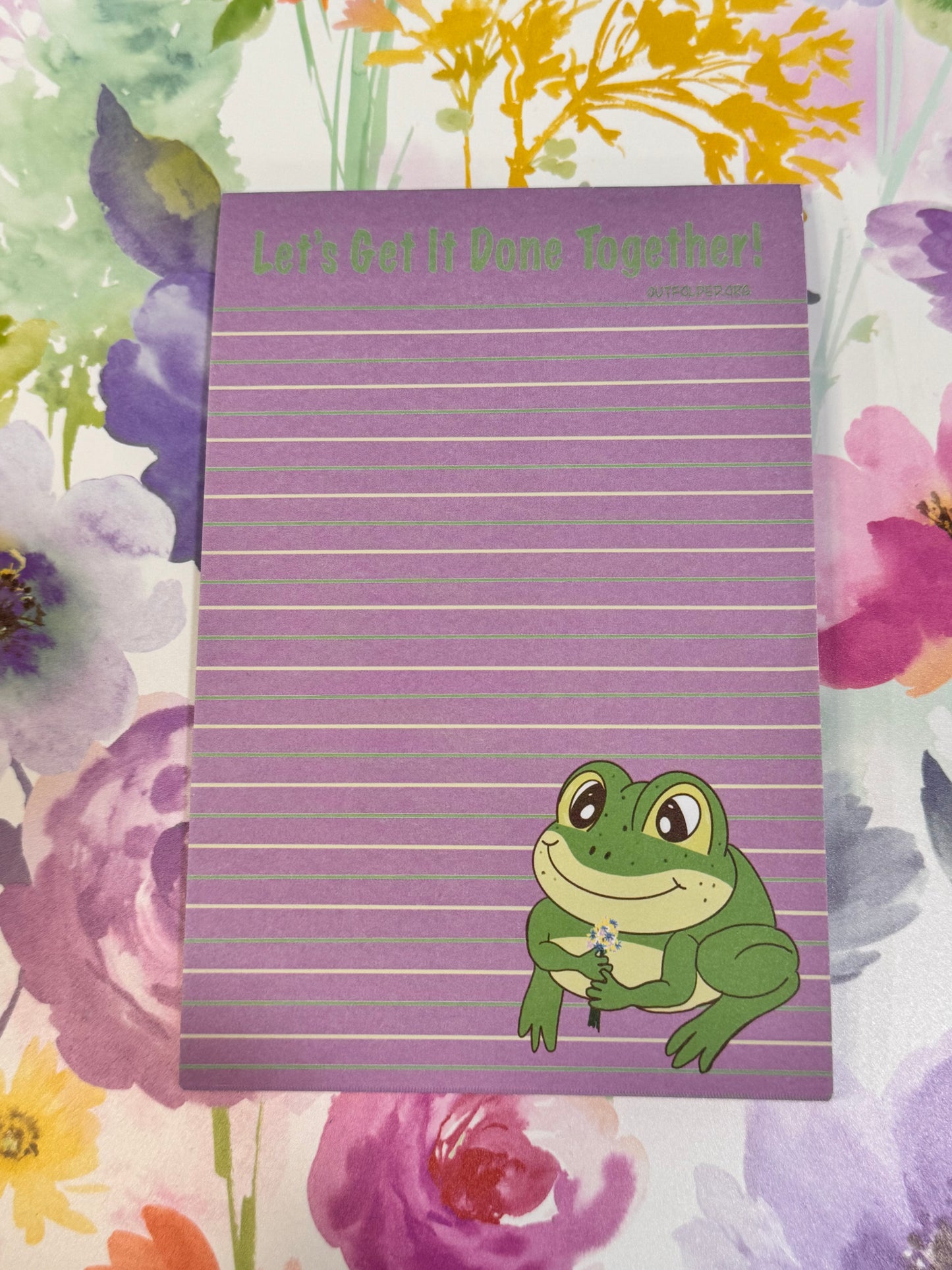 Notepads With Cute Designs, Frogs on Stationery, Make A Plan, Planner, List Maker, Organization, Get It Done, Cute Character, 4x6, Flowers