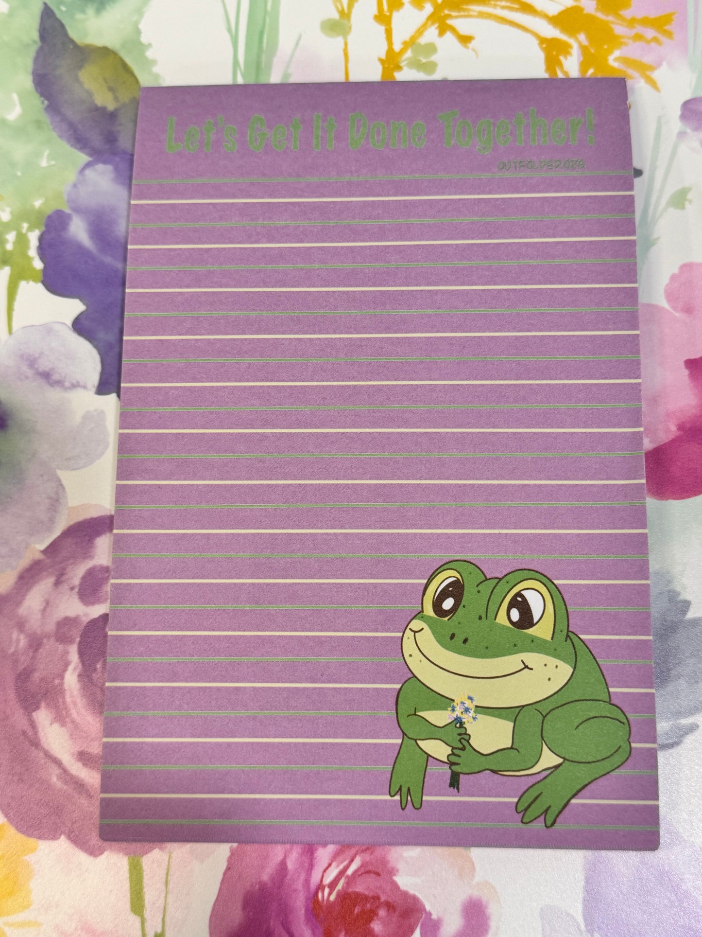 Notepads With Cute Designs, Frogs on Stationery, Make A Plan, Planner, List Maker, Organization, Get It Done, Cute Character, 4x6, Flowers