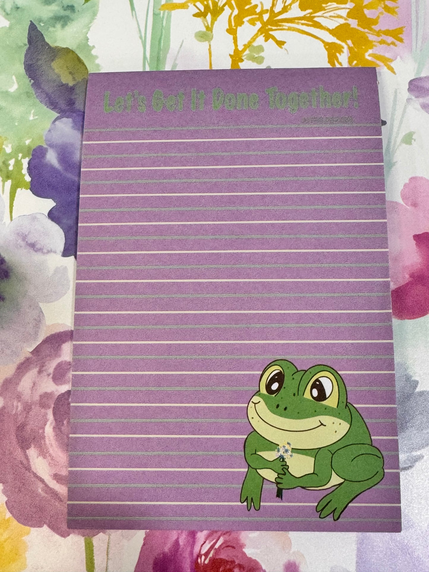 Notepads With Cute Designs, Frogs on Stationery, Make A Plan, Planner, List Maker, Organization, Get It Done, Cute Character, 4x6, Flowers