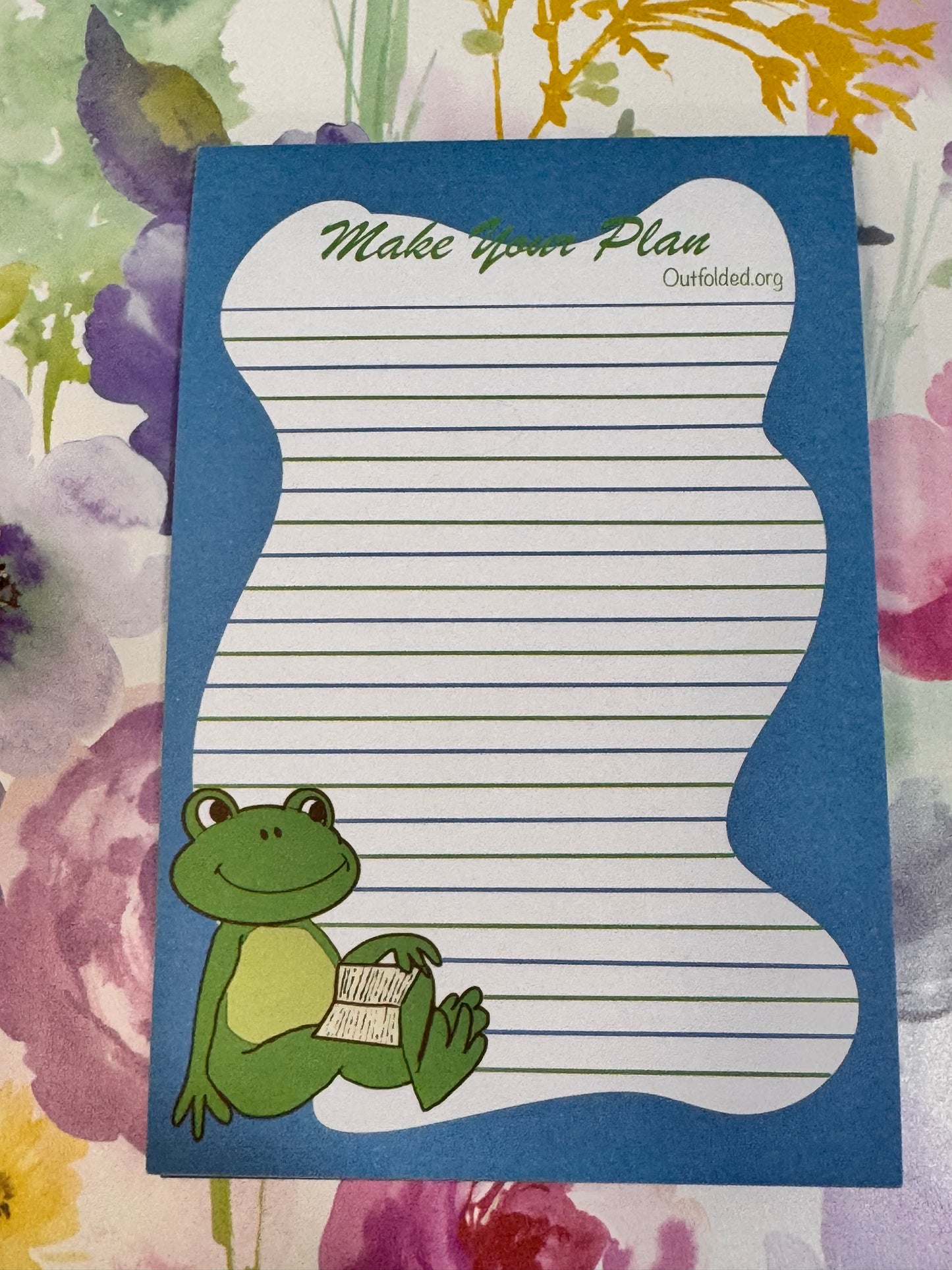 Notepads With Cute Designs, Frogs on Stationery, Make A Plan, Planner, List Maker, Organization, Original Design, Cute Character, 4x6
