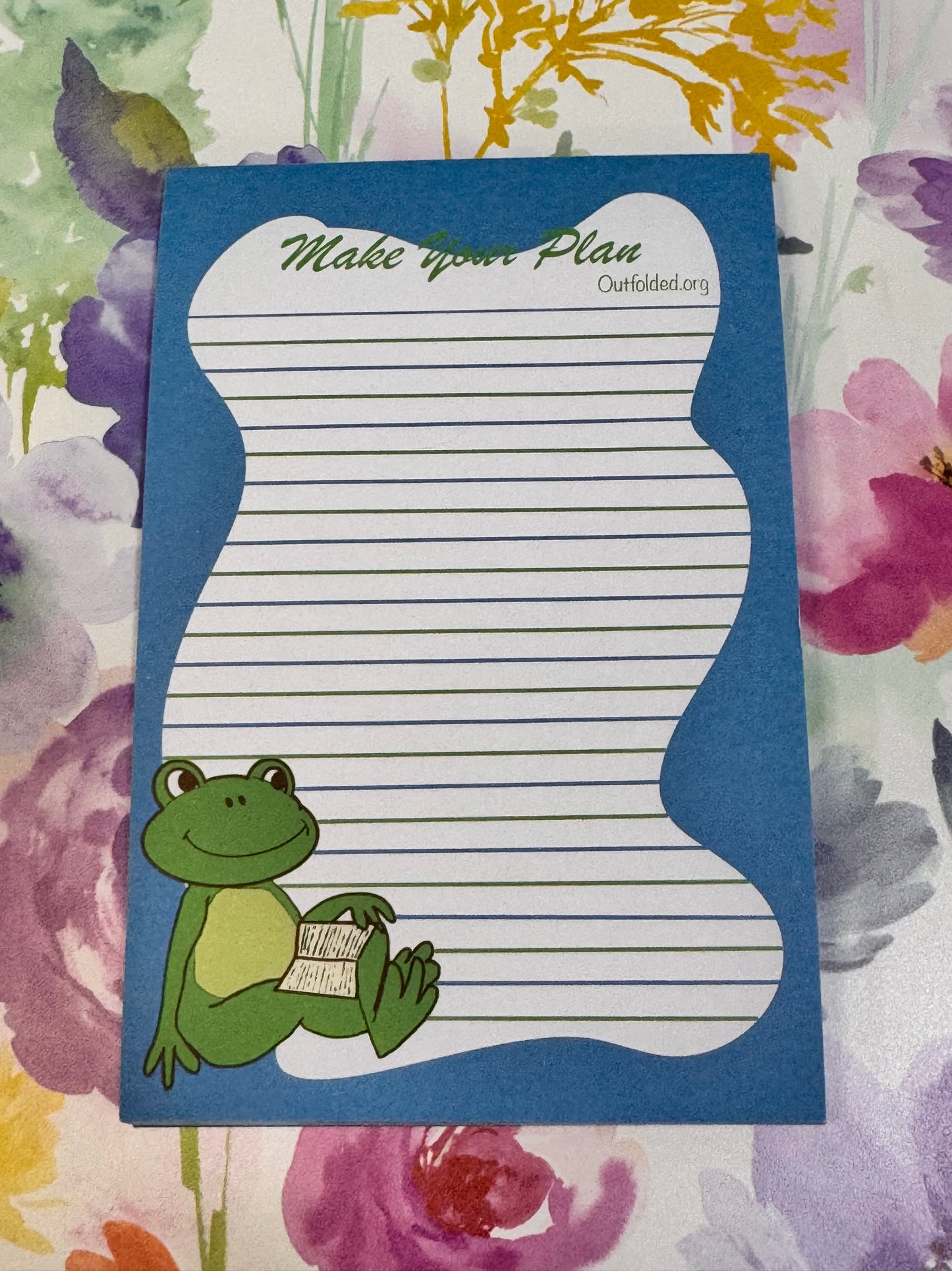Notepads With Cute Designs, Frogs on Stationery, Make A Plan, Planner, List Maker, Organization, Original Design, Cute Character, 4x6