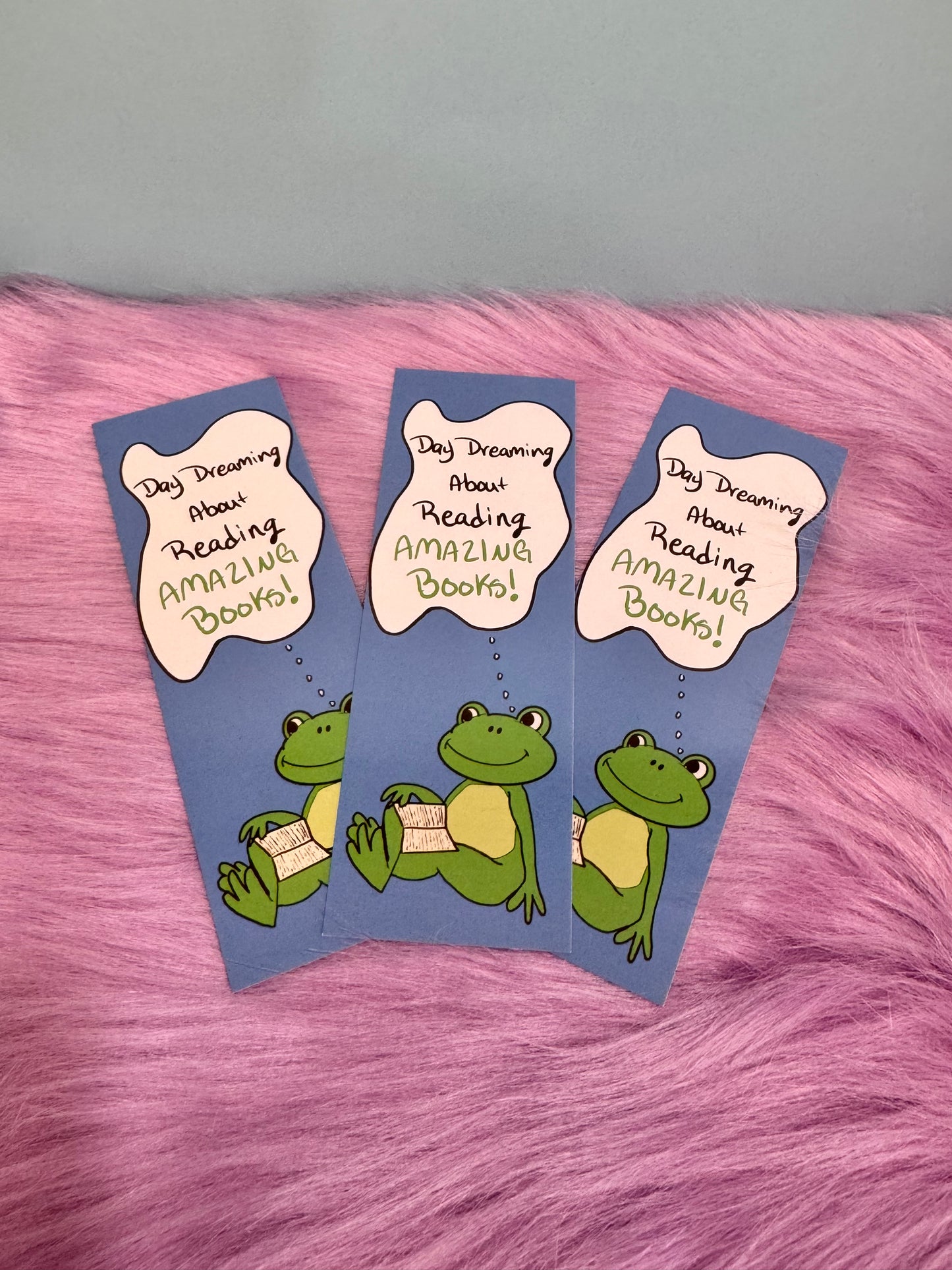 Daydreaming About Reading Amazing Books Froggy Bookmark, Hand Drawn Frog Theme
