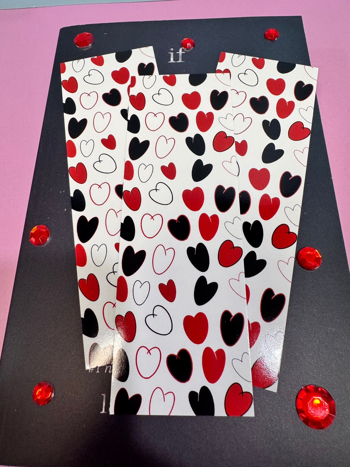 Black and Red Hearts Bookmarks