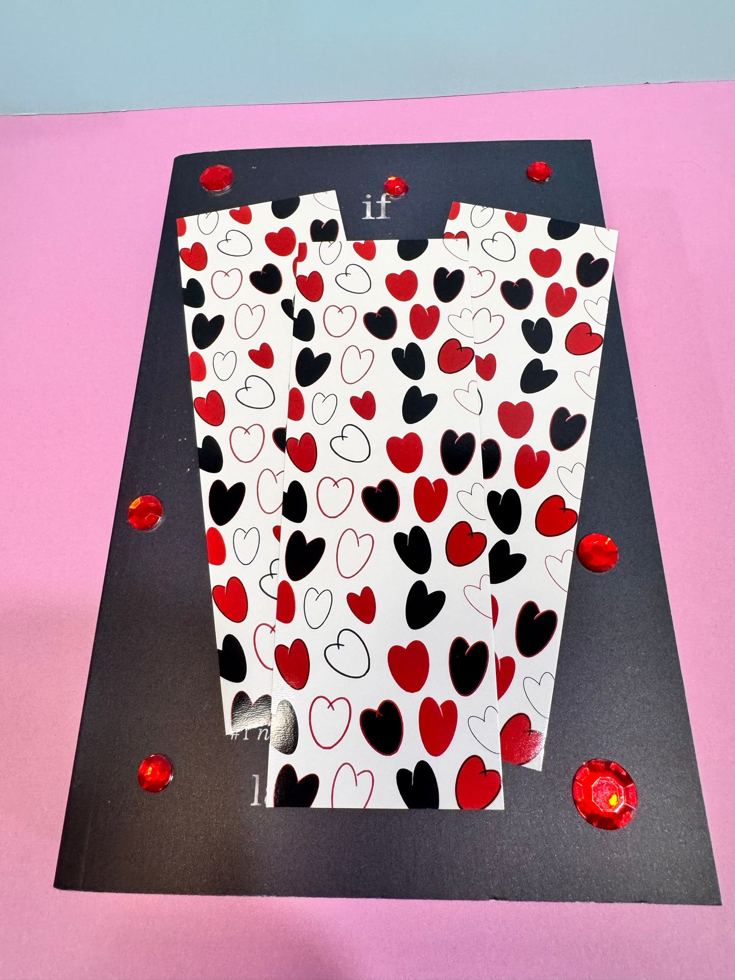 Black and Red Hearts Bookmarks