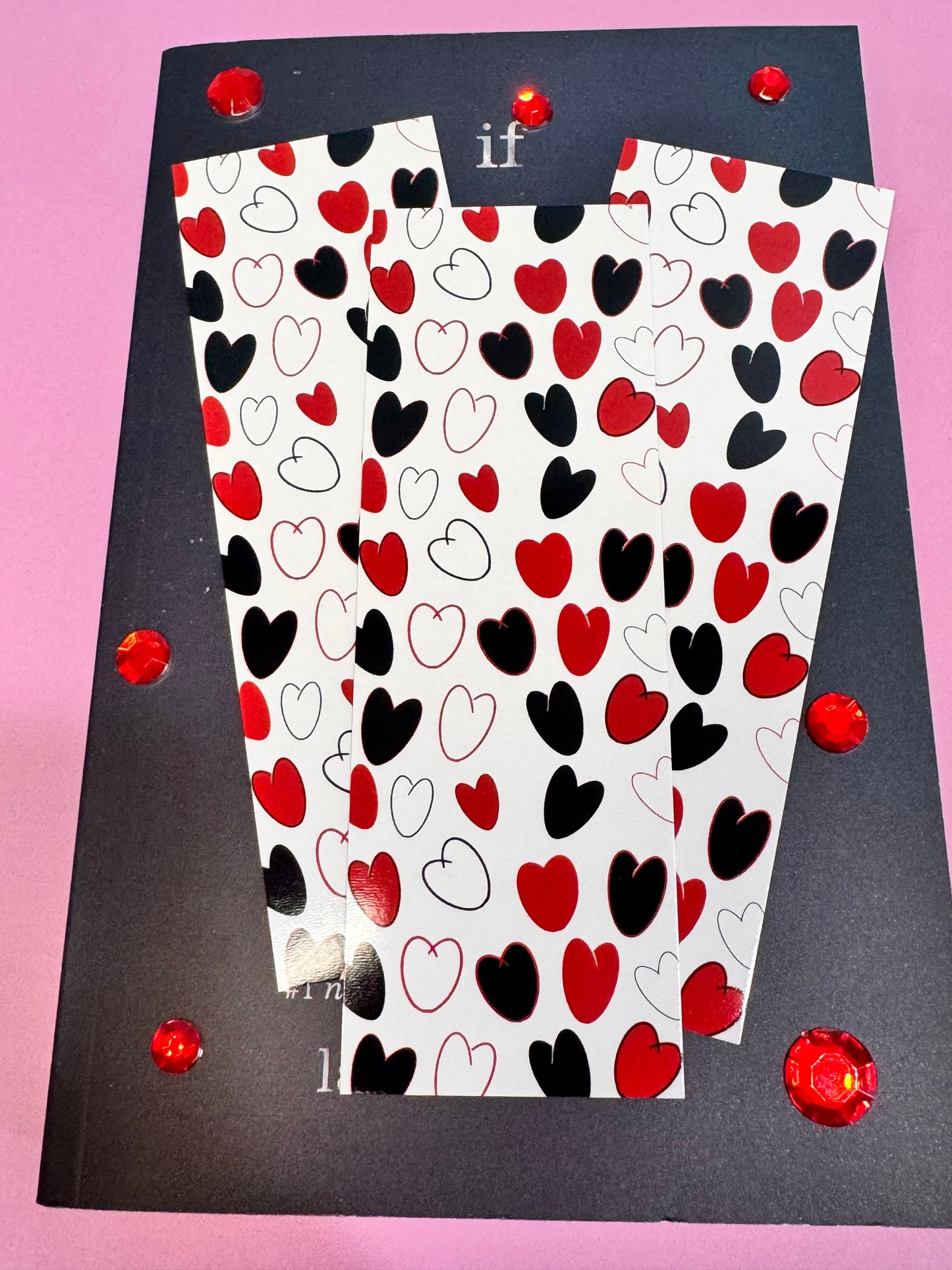 Black and Red Hearts Bookmarks