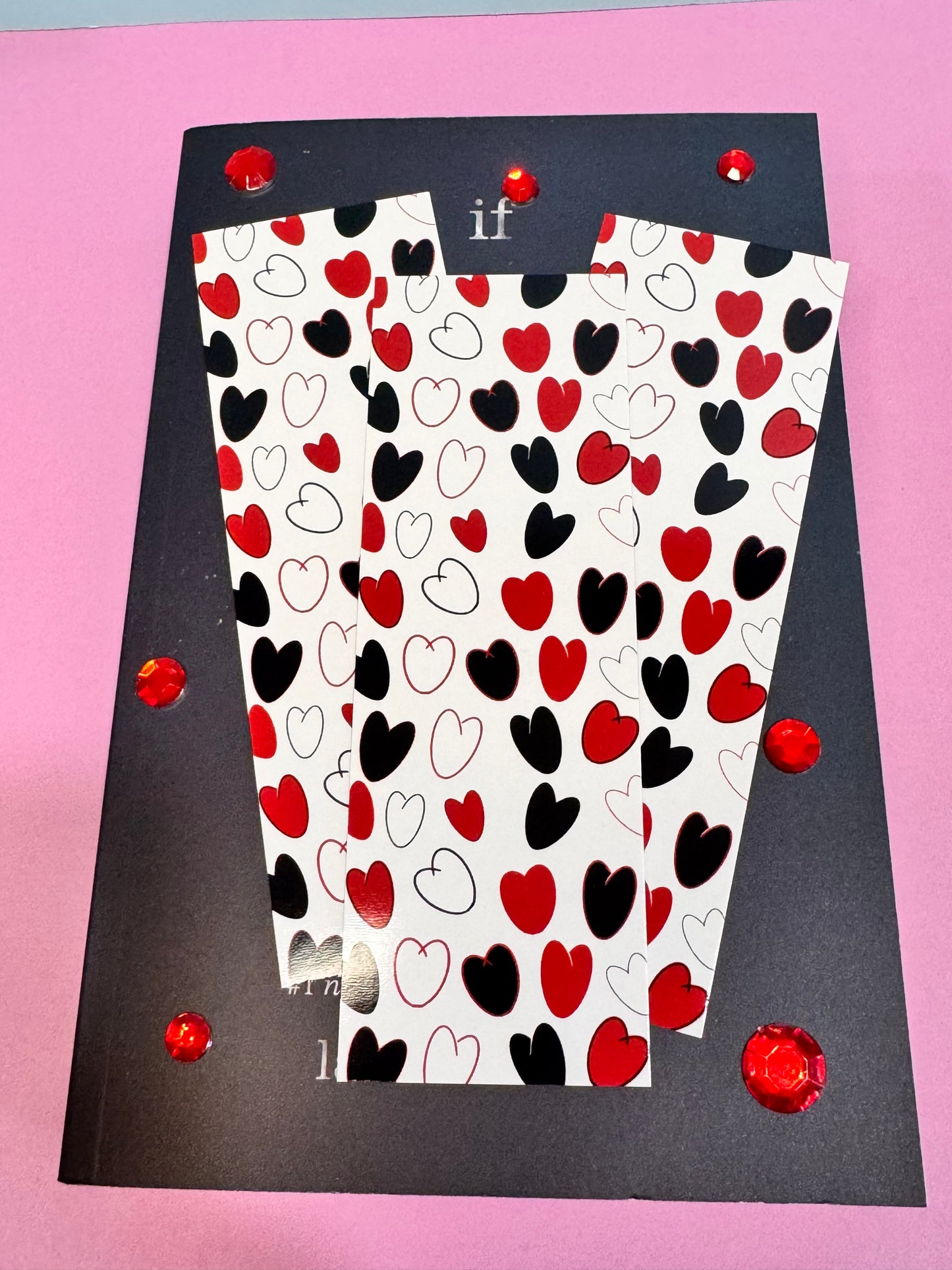 Black and Red Hearts Bookmarks