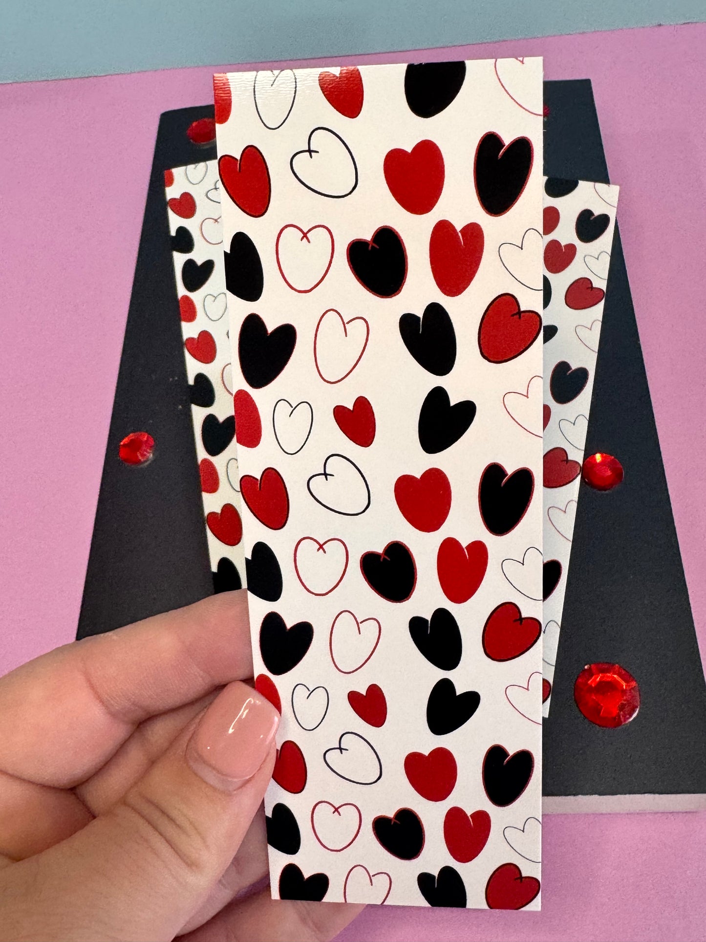 Black and Red Hearts Bookmarks