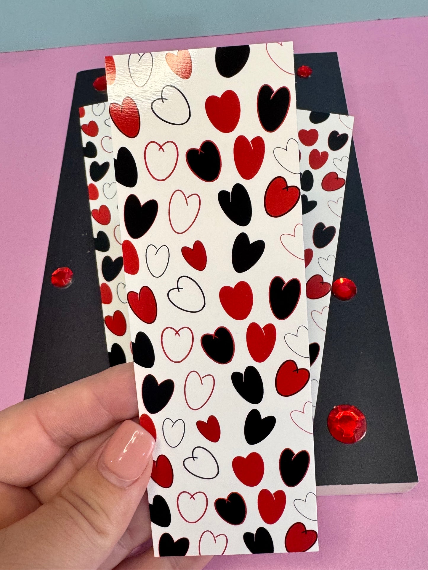 Black and Red Hearts Bookmarks