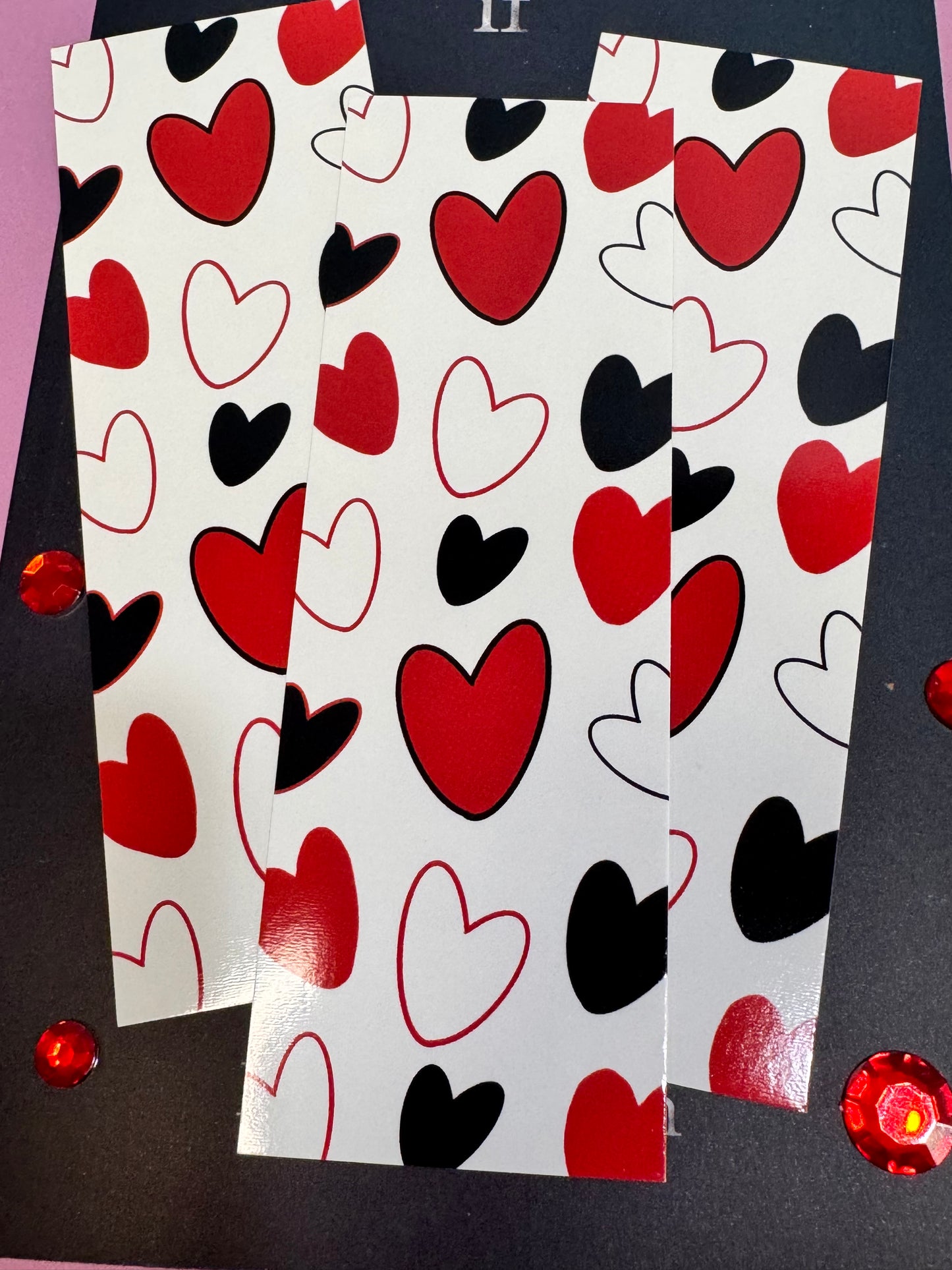 Black and Red Hearts Bookmarks