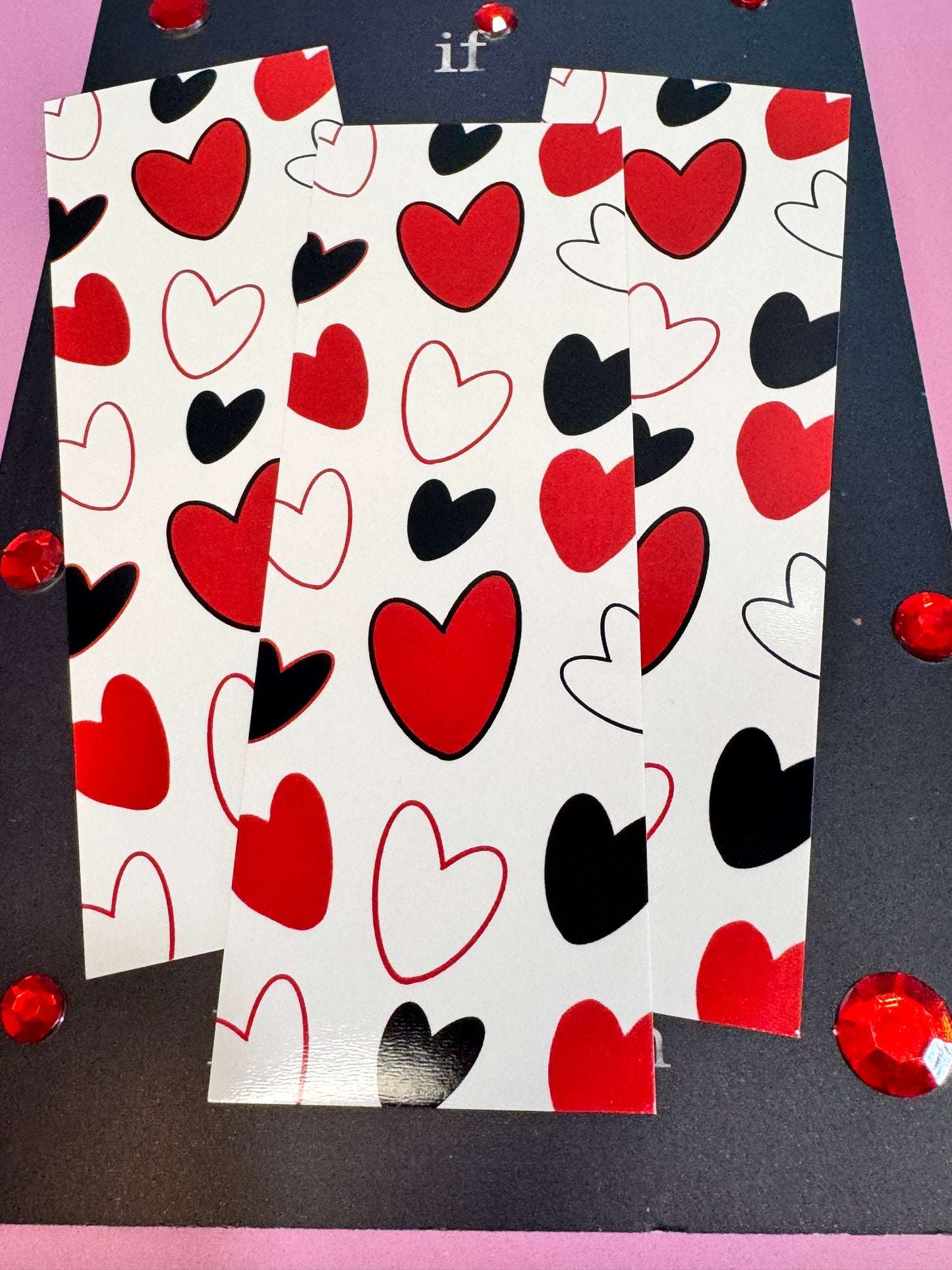Black and Red Hearts Bookmarks