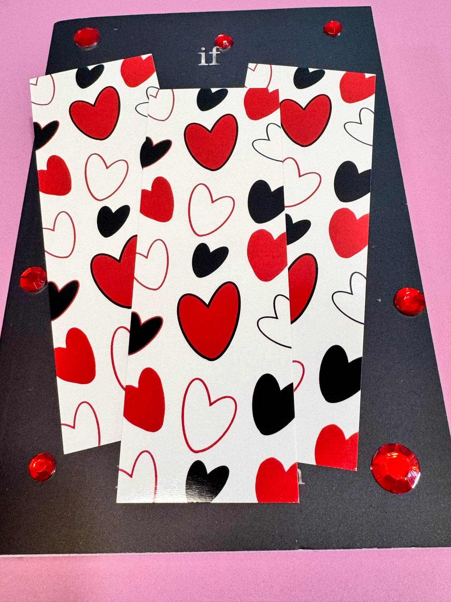 Black and Red Hearts Bookmarks