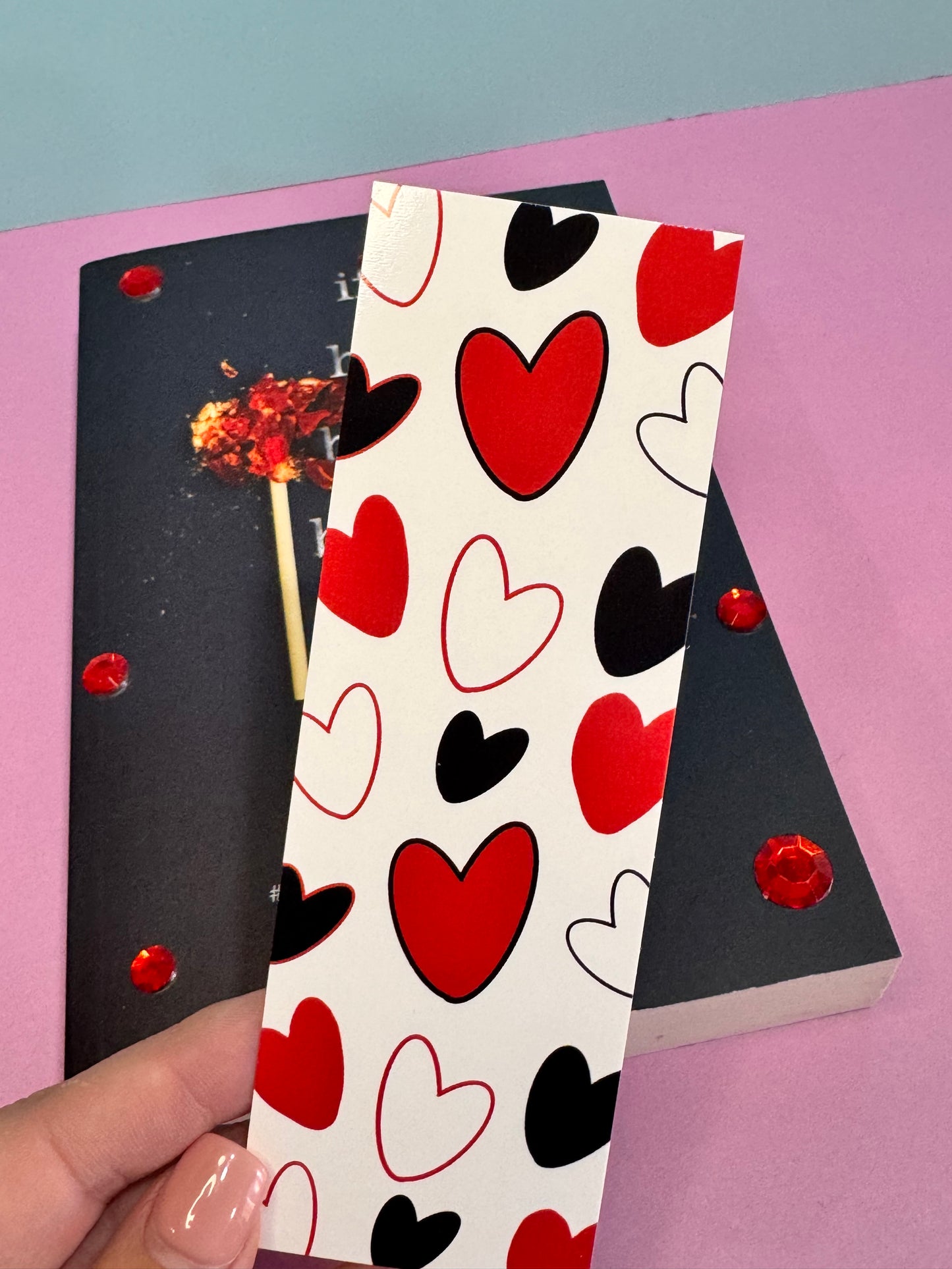 Black and Red Hearts Bookmarks