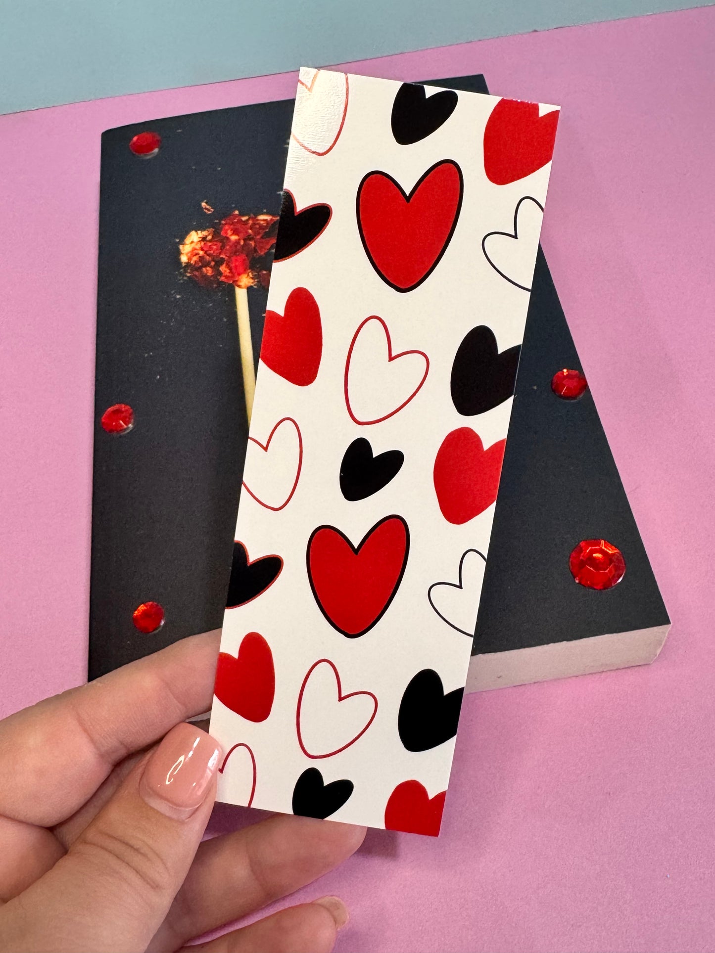 Black and Red Hearts Bookmarks