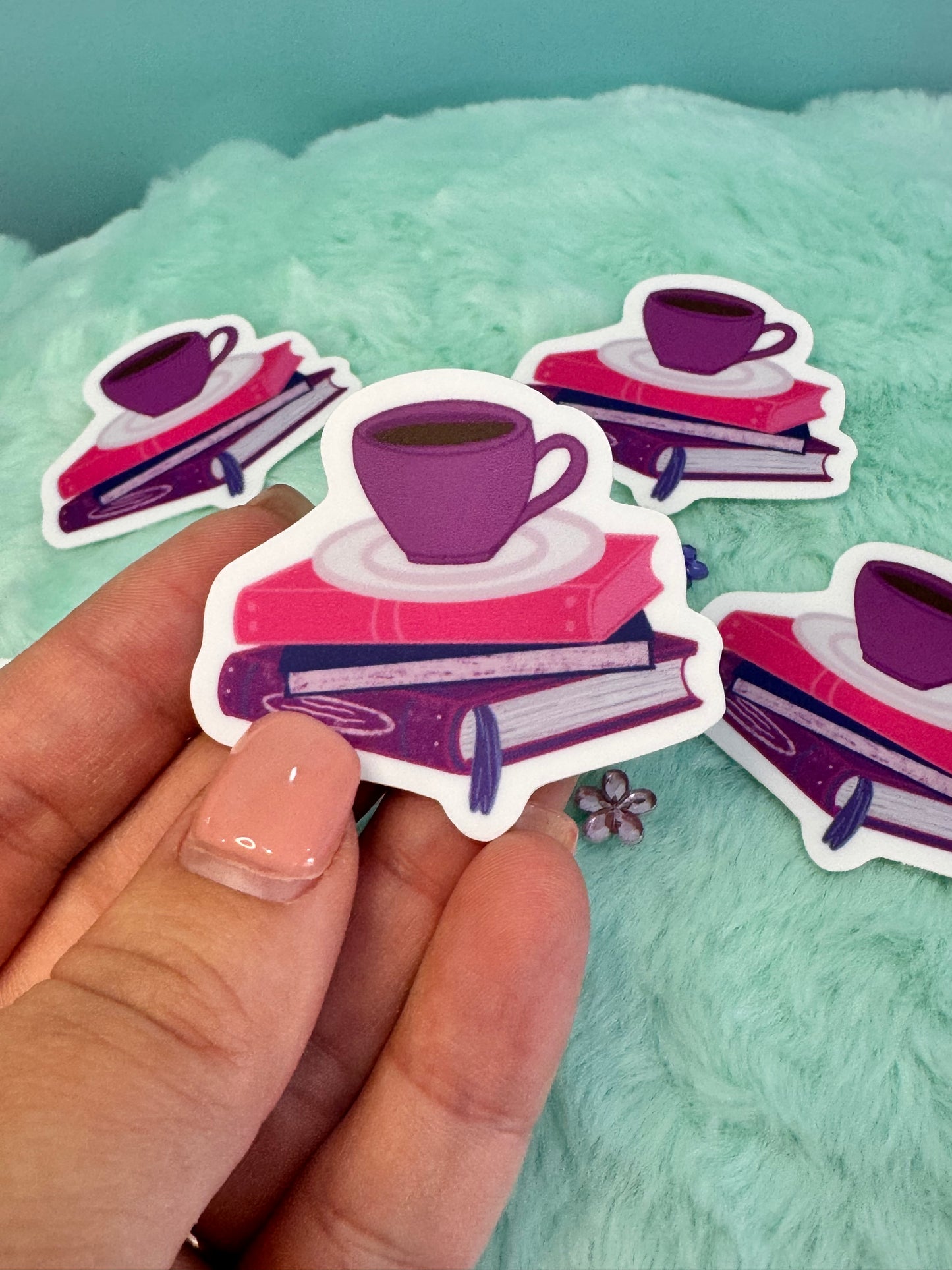Coffee and Book Lover Die Cut Sticker, Waterproof Sticker, Water Bottle Decor, Kindle Decoration, Gift For Readers
