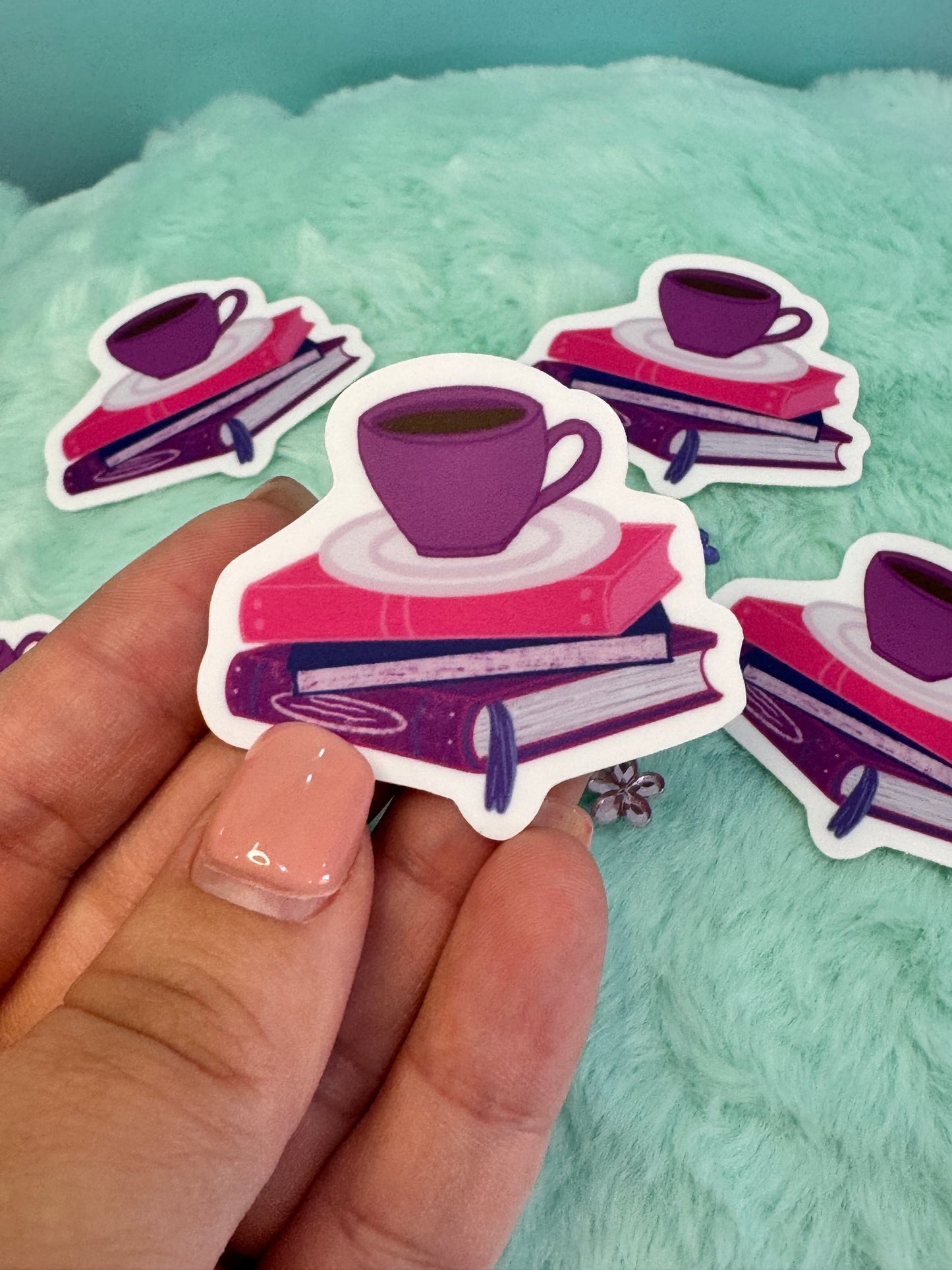 Coffee and Book Lover Die Cut Sticker, Waterproof Sticker, Water Bottle Decor, Kindle Decoration, Gift For Readers