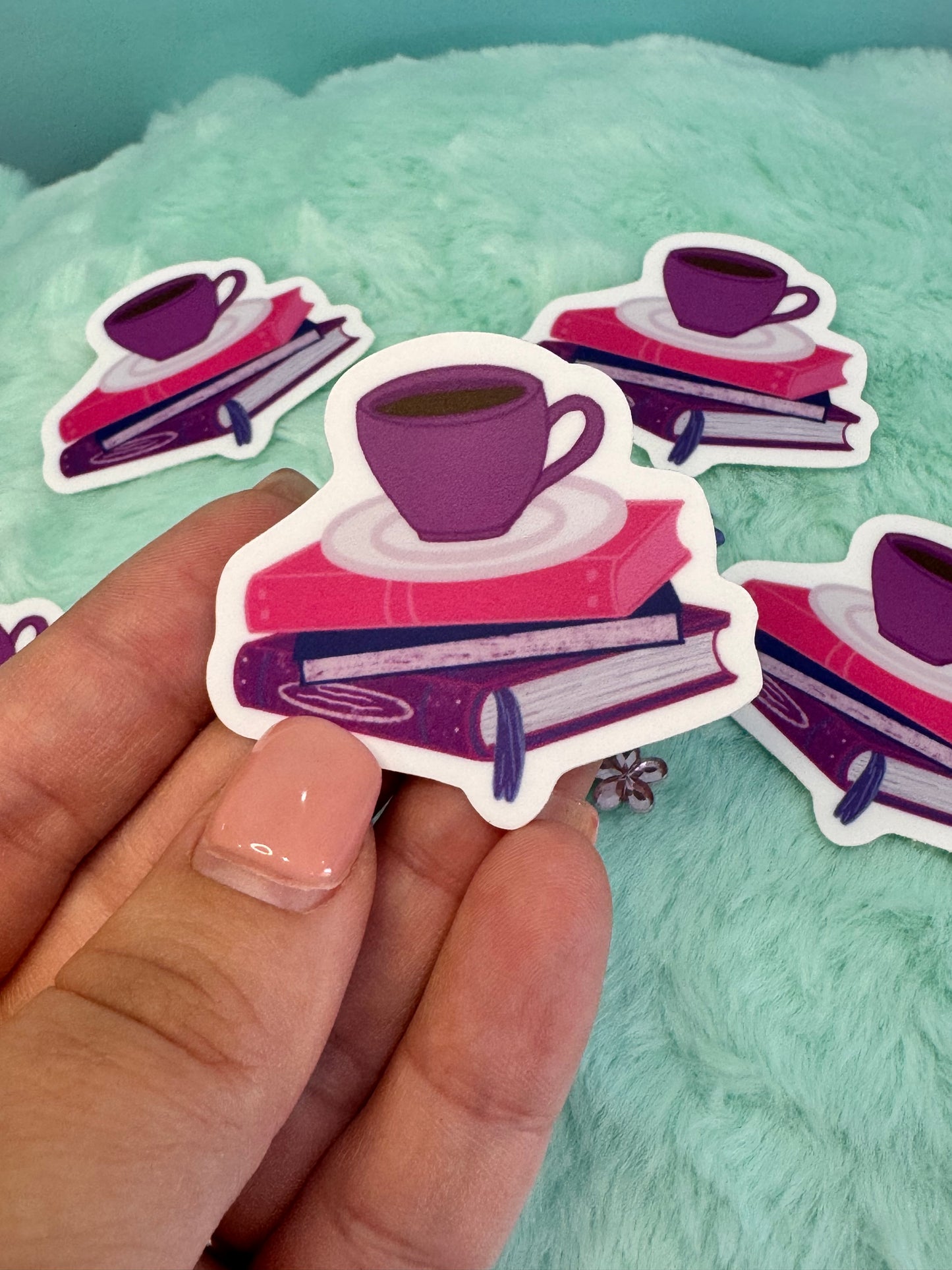 Coffee and Book Lover Die Cut Sticker, Waterproof Sticker, Water Bottle Decor, Kindle Decoration, Gift For Readers