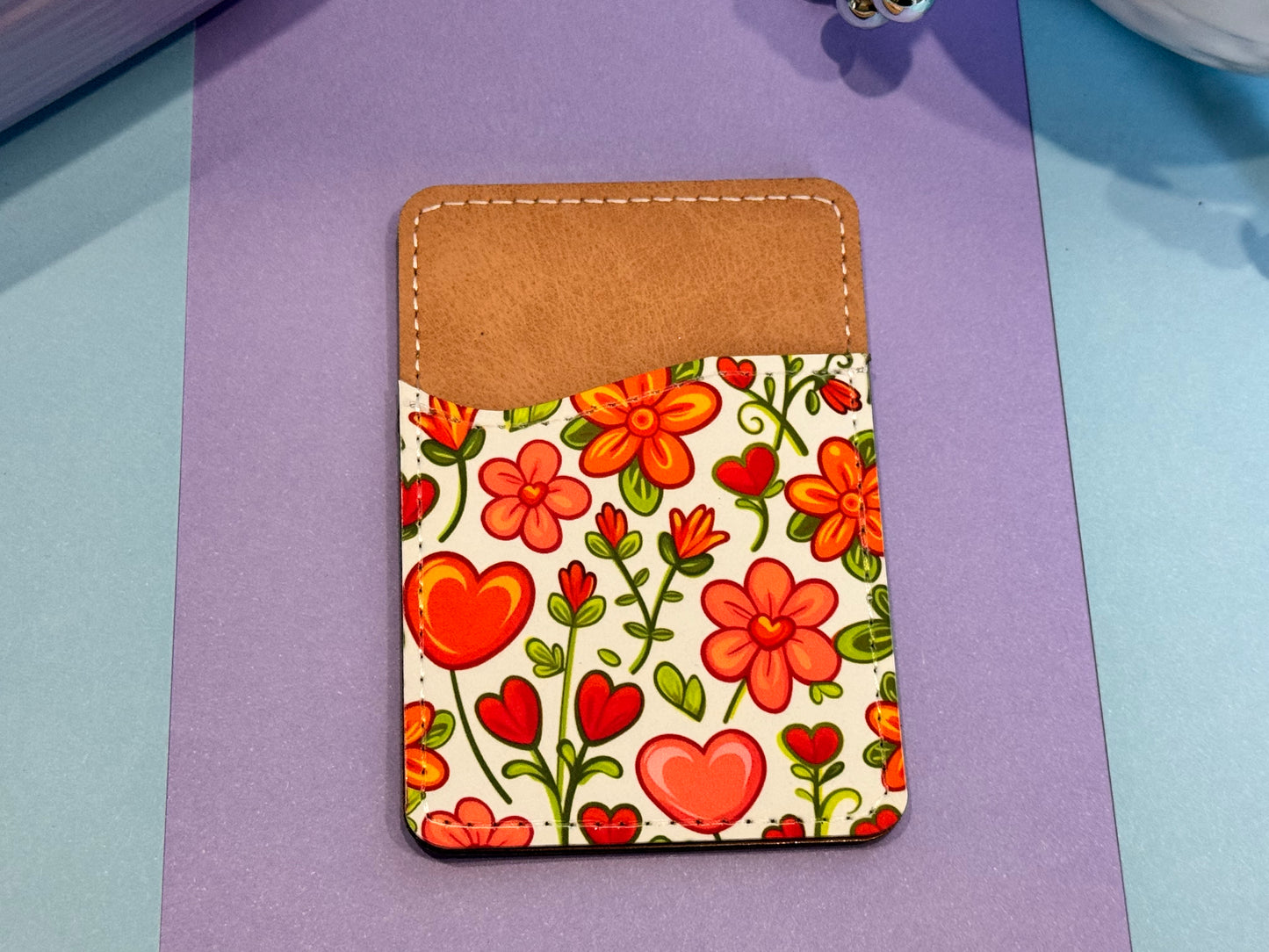 Hearts and Flowers Faux Leather Wallet For Cell Phone Case