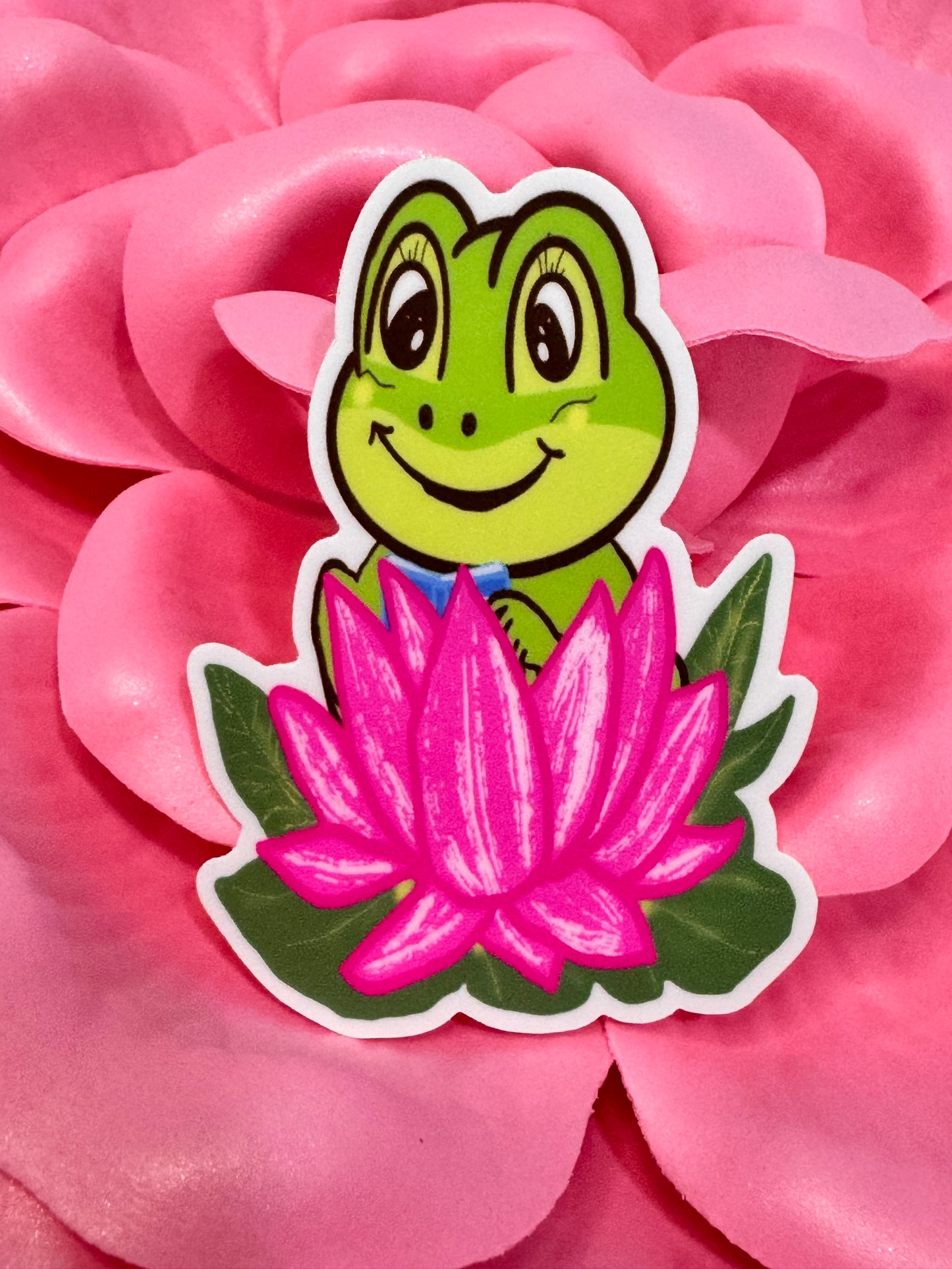 Frog Reading In A Lily Pad Sticker, Frog Who Loves Books, Waterproof Water Bottle Decor, Frog Theme Kindle Decoration, Vinyl Sticker