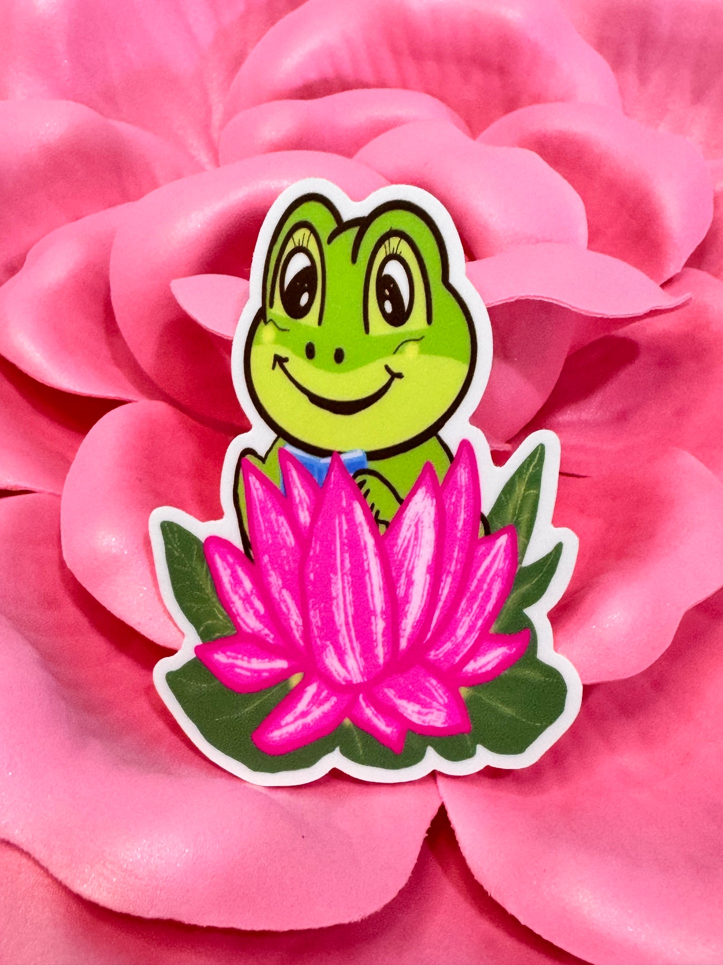 Frog Reading In A Lily Pad Sticker, Frog Who Loves Books, Waterproof Water Bottle Decor, Frog Theme Kindle Decoration, Vinyl Sticker