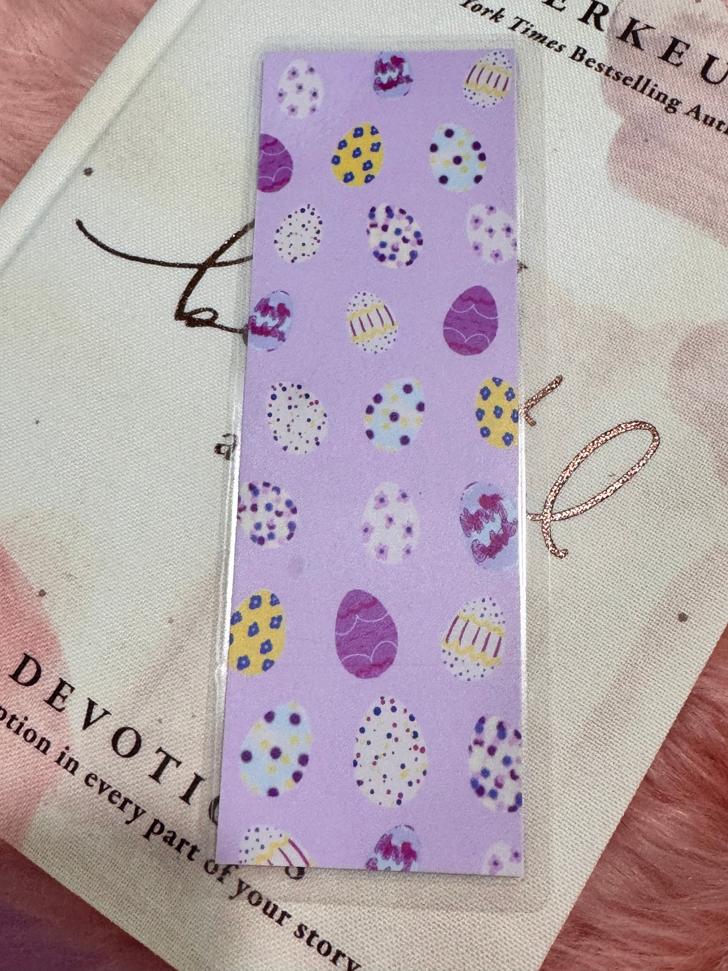 Easter Egg Themed Bookmark, Laminated Page Saver For Spring, Hand Drawn Original Art For Readers