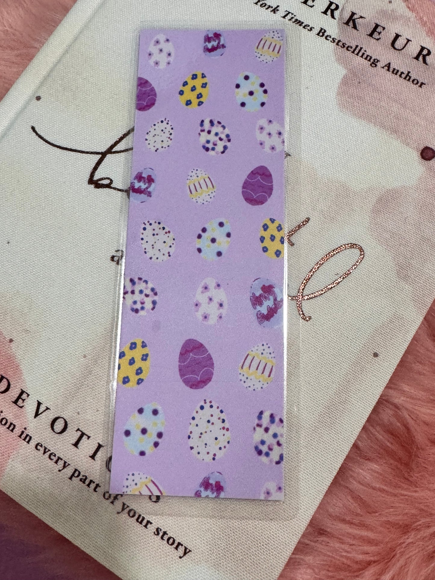 Easter Egg Themed Bookmark, Laminated Page Saver For Spring, Hand Drawn Original Art For Readers