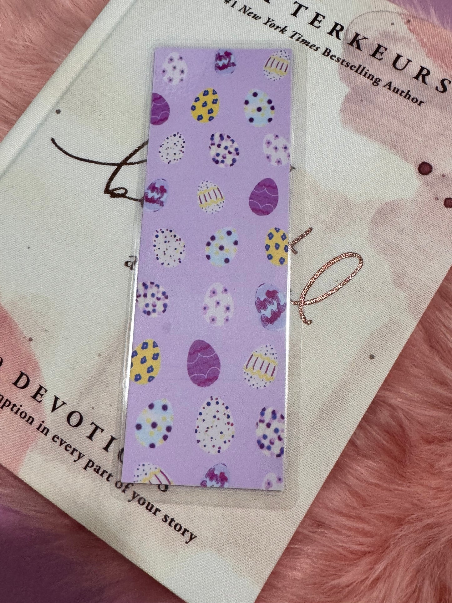 Easter Egg Themed Bookmark, Laminated Page Saver For Spring, Hand Drawn Original Art For Readers