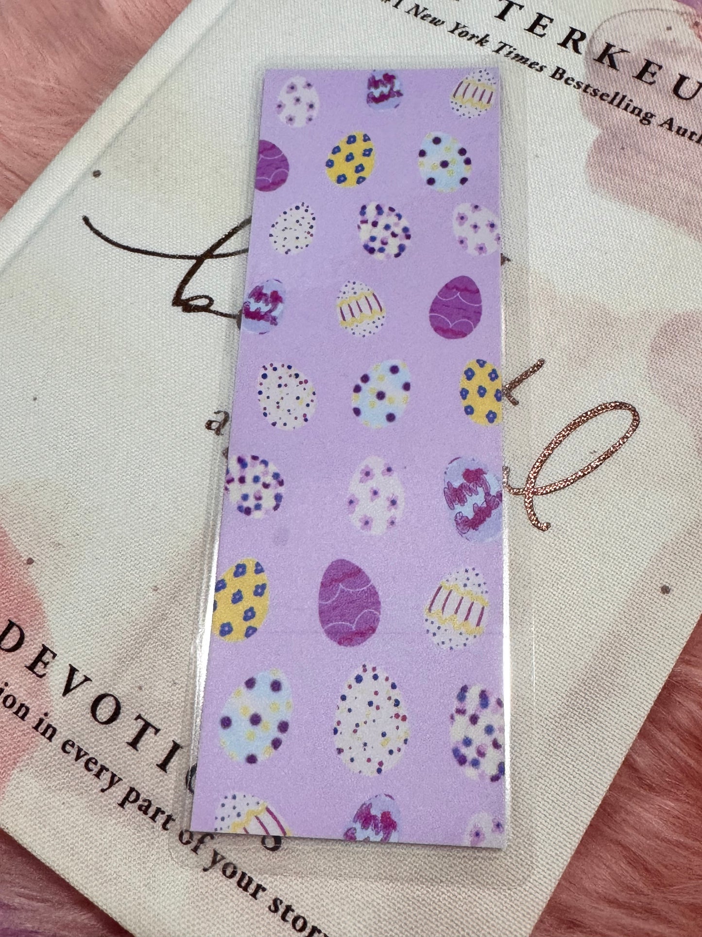 Easter Egg Themed Bookmark, Laminated Page Saver For Spring, Hand Drawn Original Art For Readers
