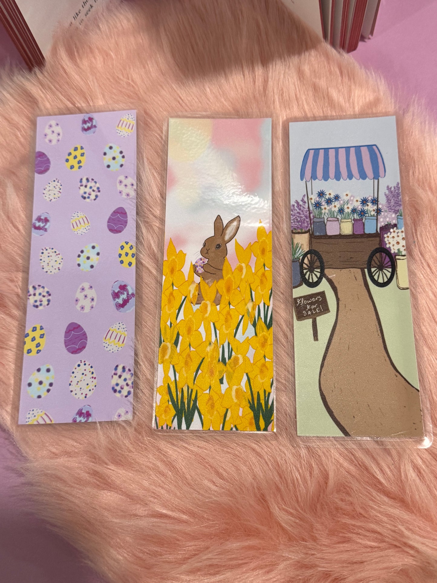 March Monthly Bookmark Set of 3, Spring Easter Flower Bookmarks, Laminated Bookmarks