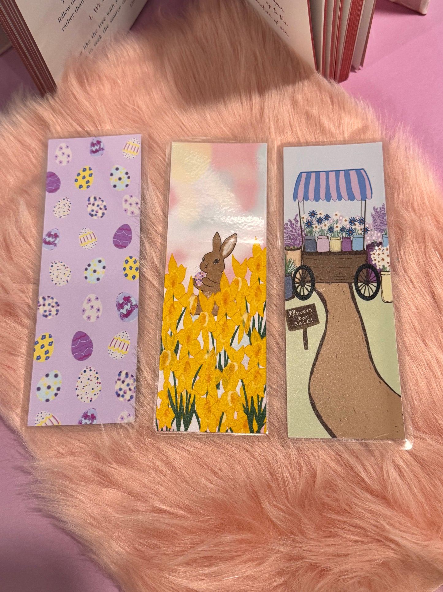 March Monthly Bookmark Set of 3, Spring Easter Flower Bookmarks, Laminated Bookmarks