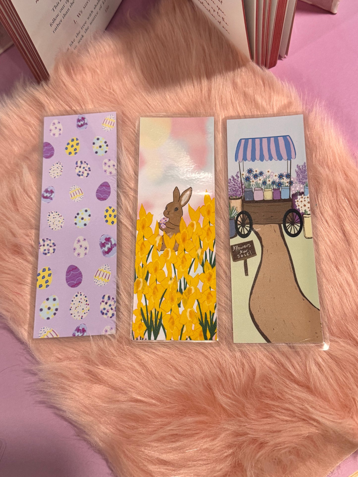 March Monthly Bookmark Set of 3, Spring Easter Flower Bookmarks, Laminated Bookmarks