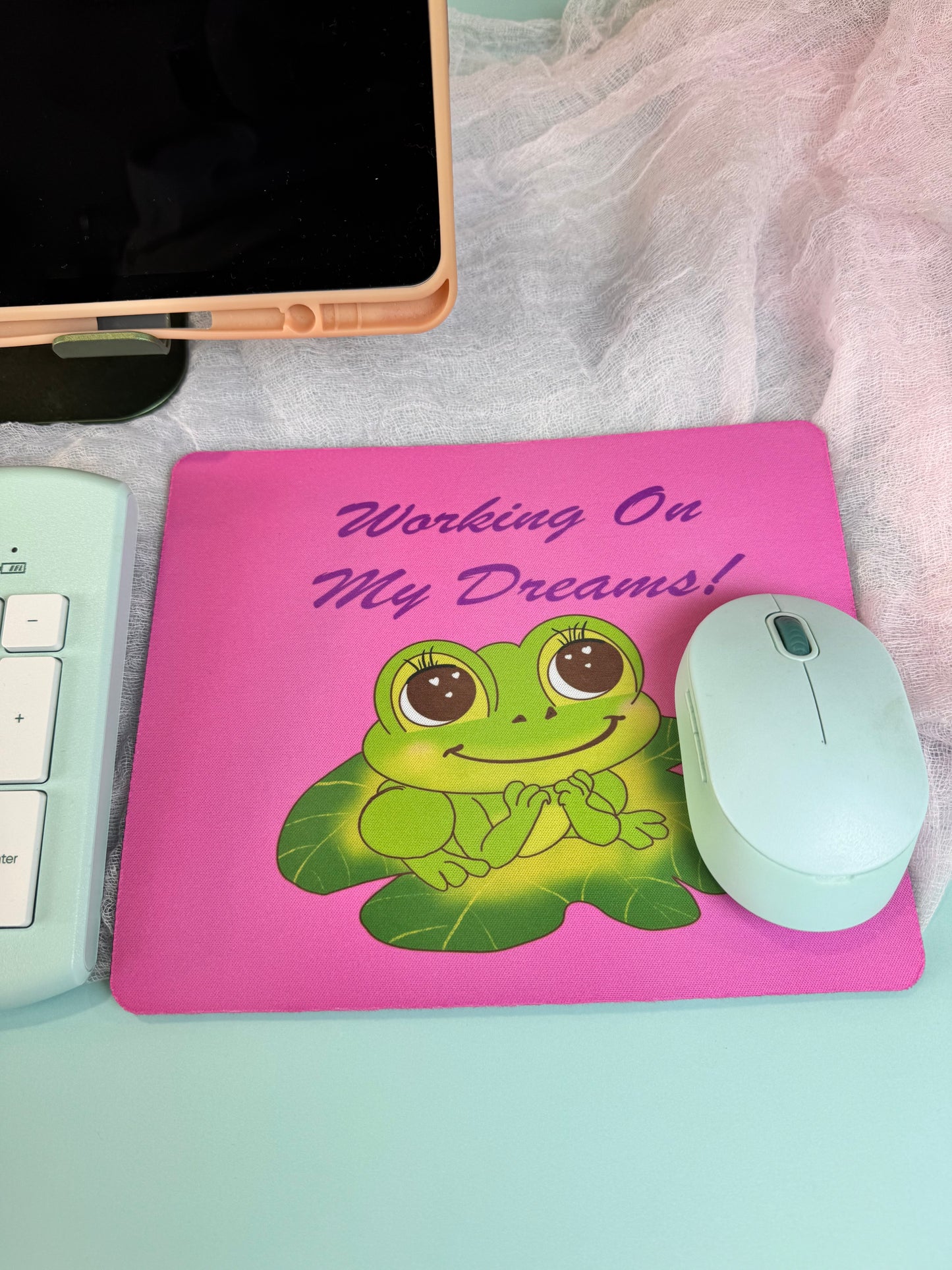 Frog Mouse Mat Small Business Owner, Spring and Summertime Decor, Working On My Dreams, Cute Desk Mouse Pad