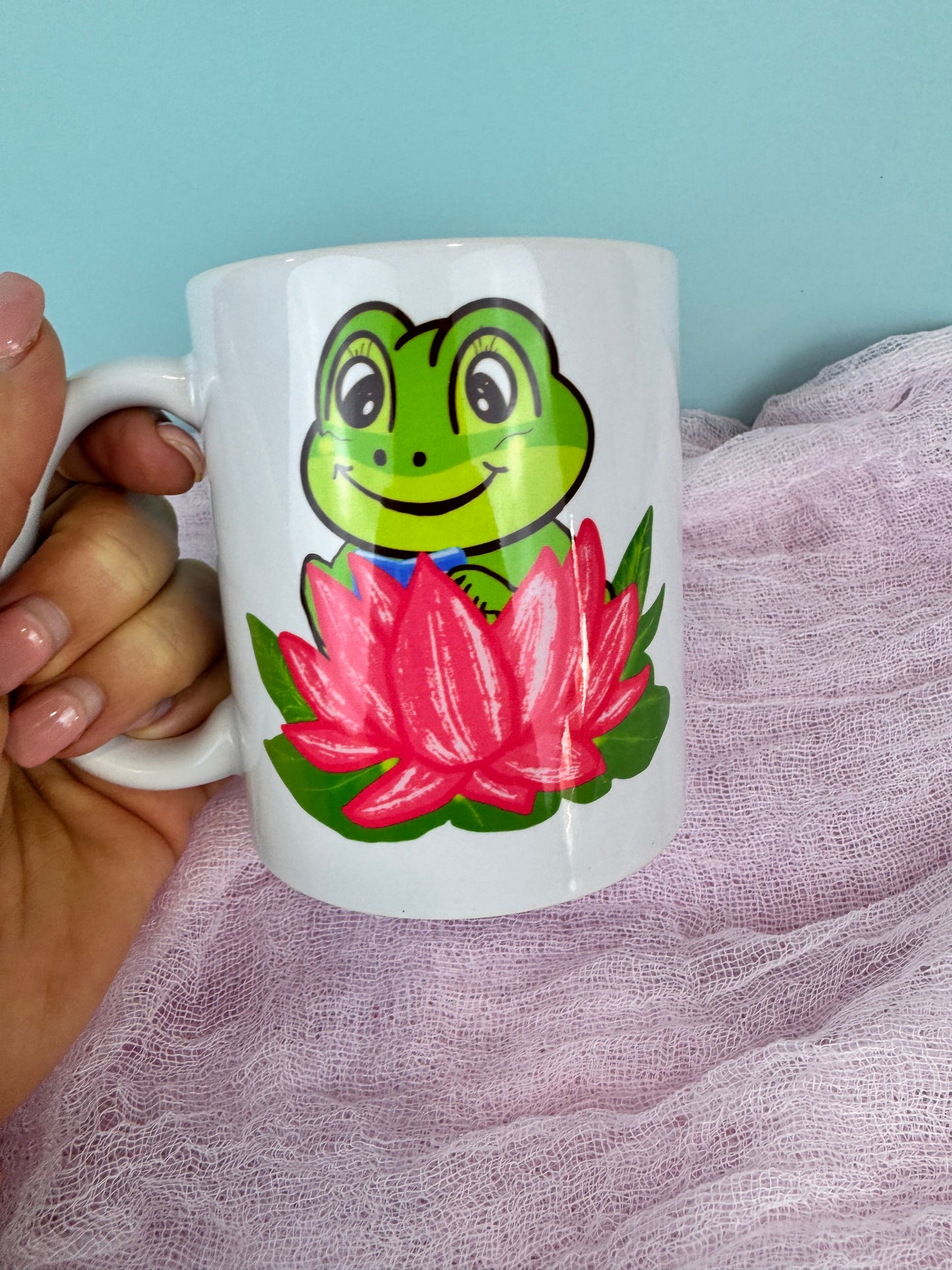 Coffee Mug For Readers Who Love Frogs, Adorable Frog Reading In Her Pretty Lily Pad, Shh I'm Reading, Ceramic Coffee Cup