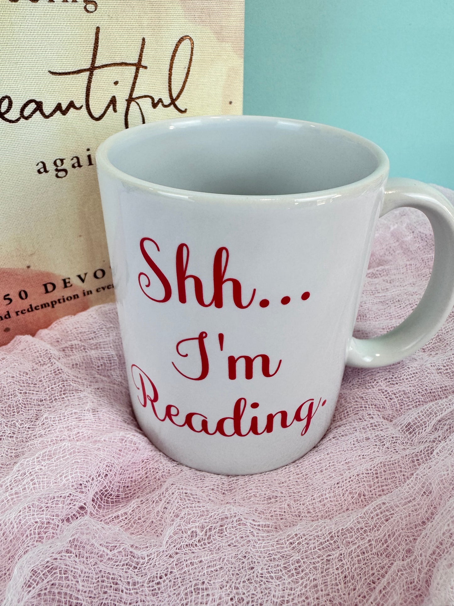Coffee Mug For Readers Who Love Frogs, Adorable Frog Reading In Her Pretty Lily Pad, Shh I'm Reading, Ceramic Coffee Cup